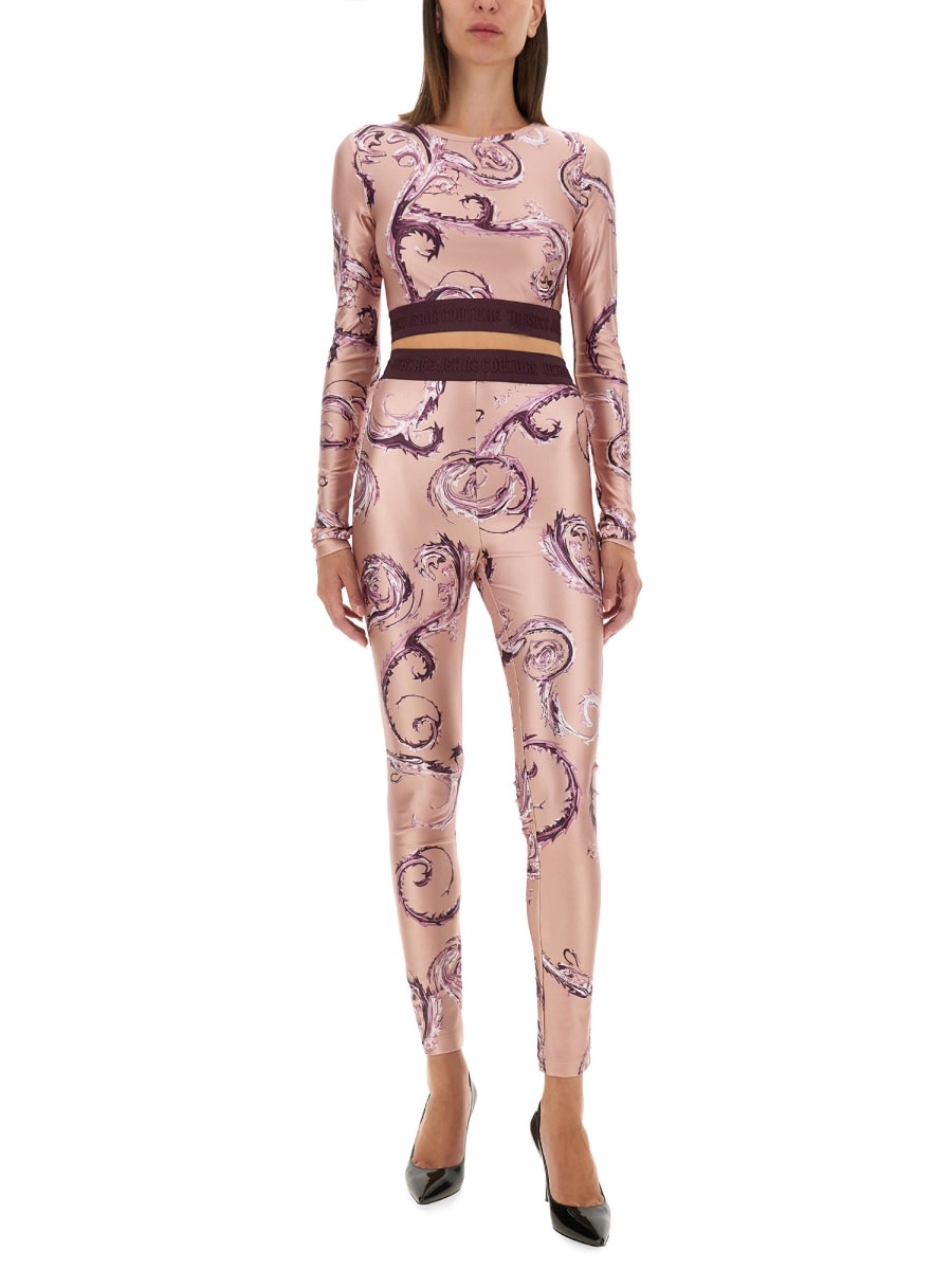 Versace Jeans Couture Top Cropped In Pink