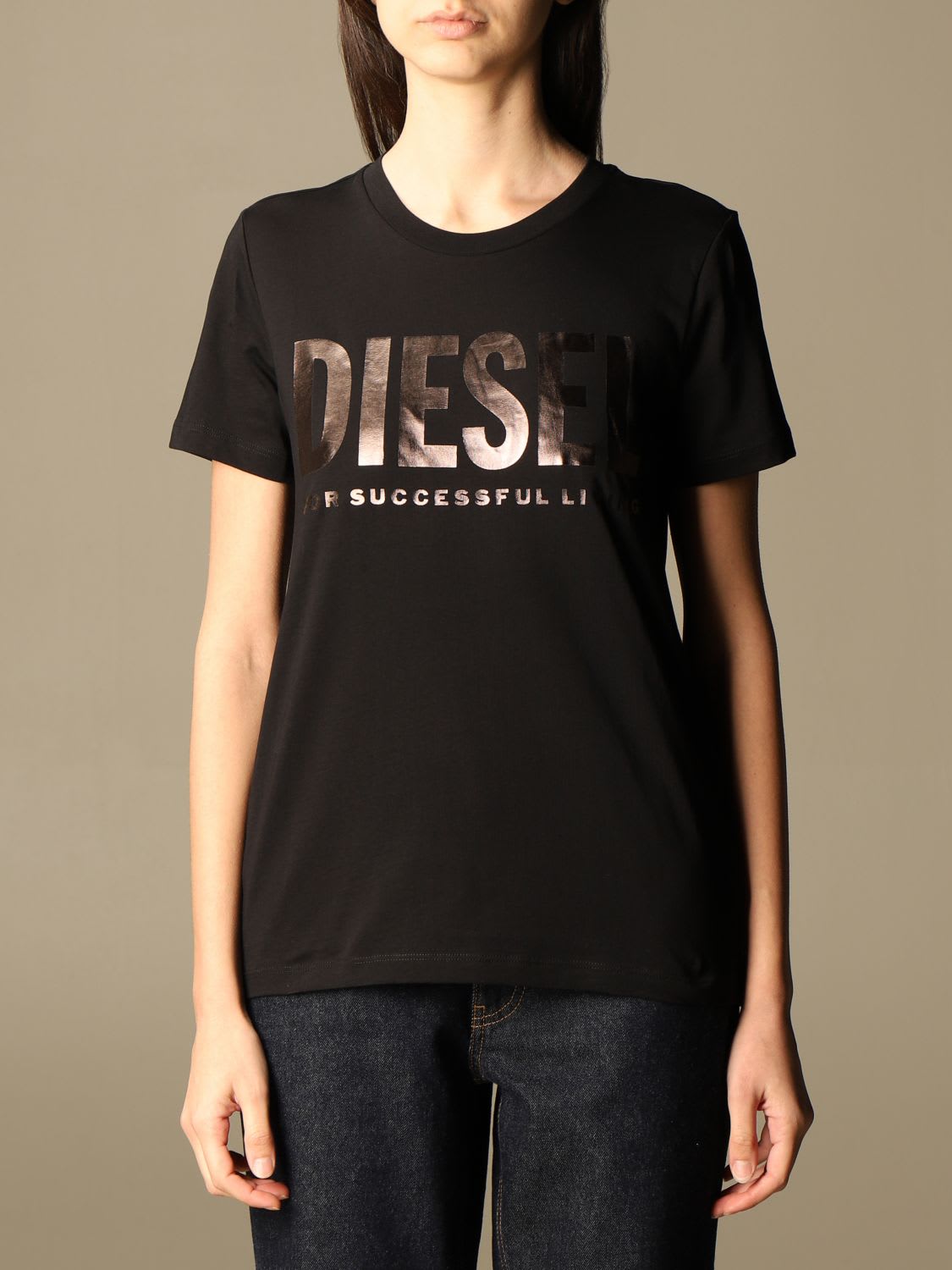 Diesel T-shirt Diesel Cotton T-shirt With Laminated Logo