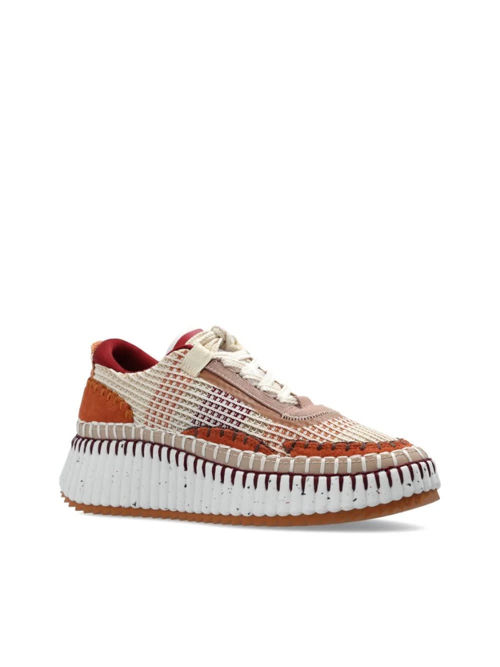 Shop Chloé Dark Tan Nama Sneakers In Brown