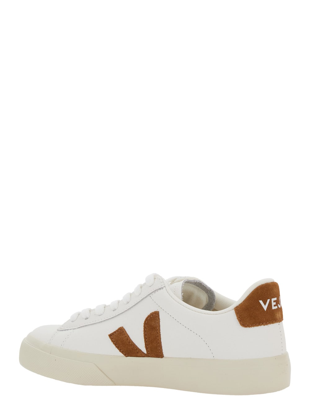 Veja Campo White Low Top Sneakers With Contrasting Heel With Logo Lettering And Logo Patch On The Side In In White