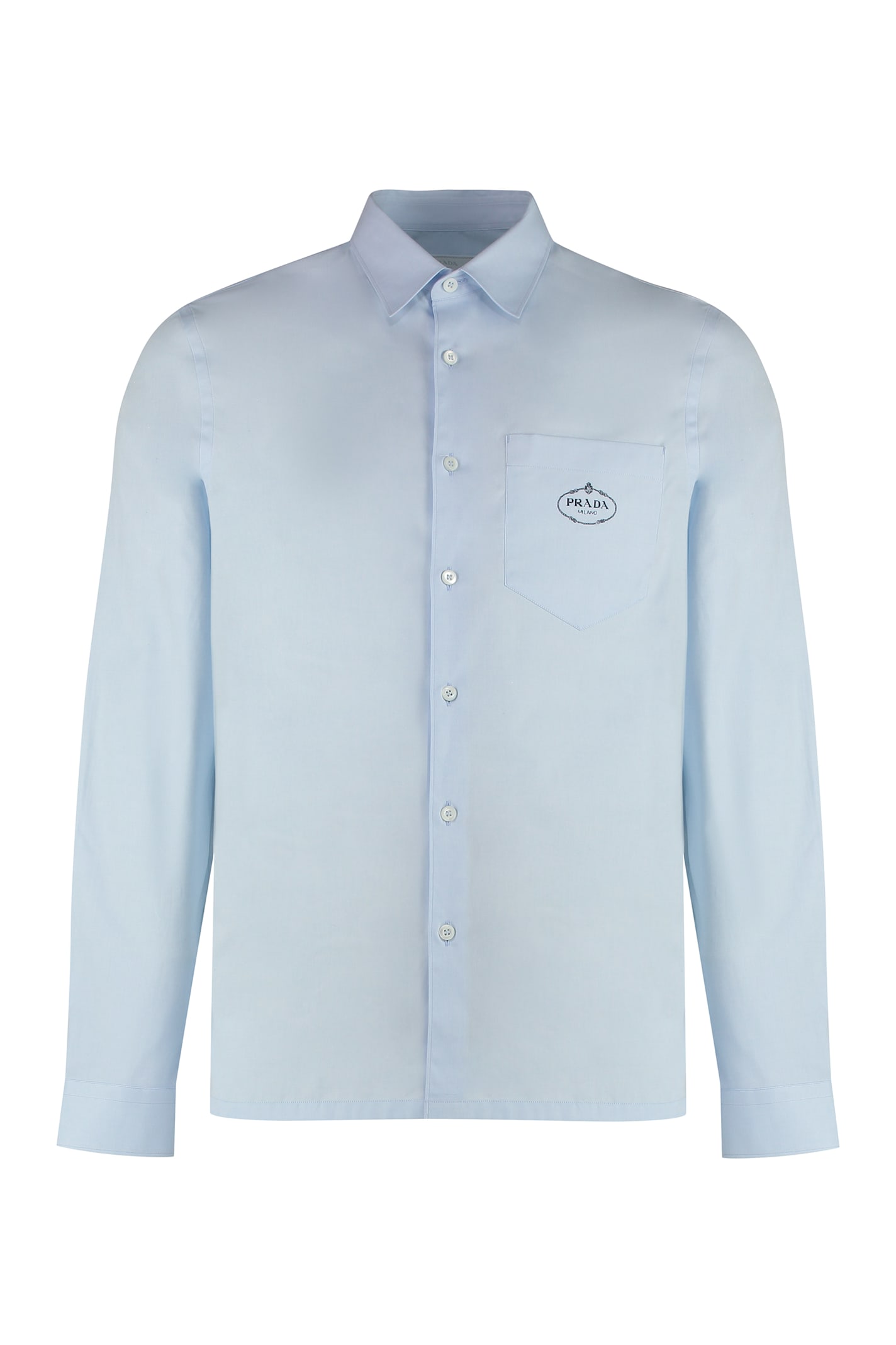 Shop Prada Oxford Shirt In Cotton In Light Blue