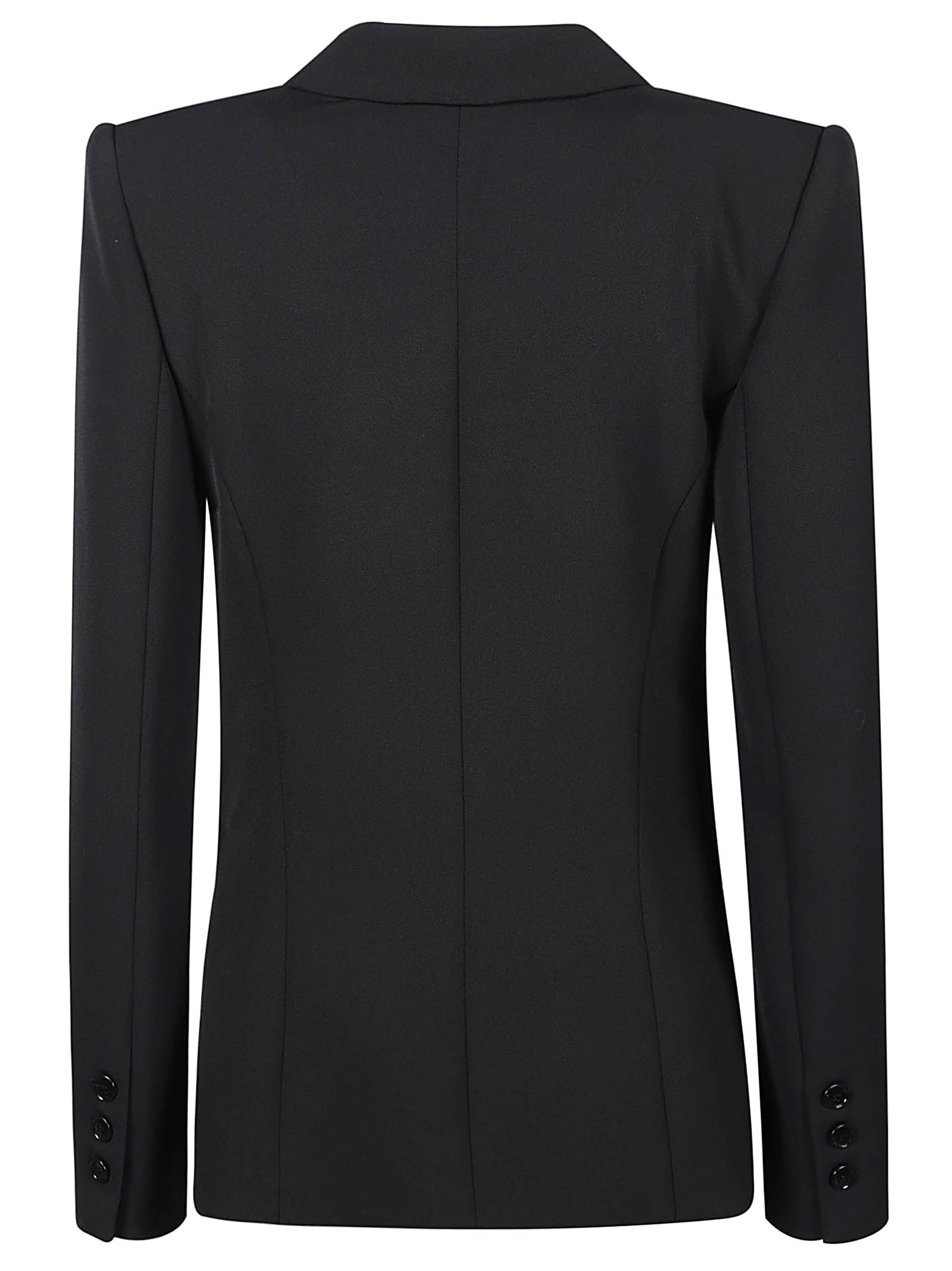 Shop Elisabetta Franchi Logo-patch Double Breasted Blazer In Nero/burro