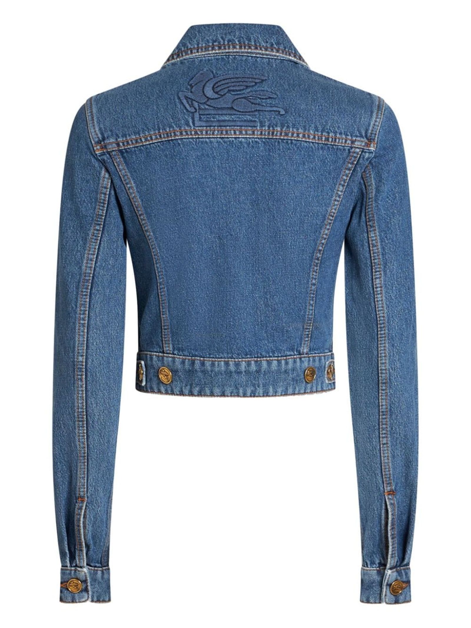 Shop Etro Blue Cotton Denim Jacket
