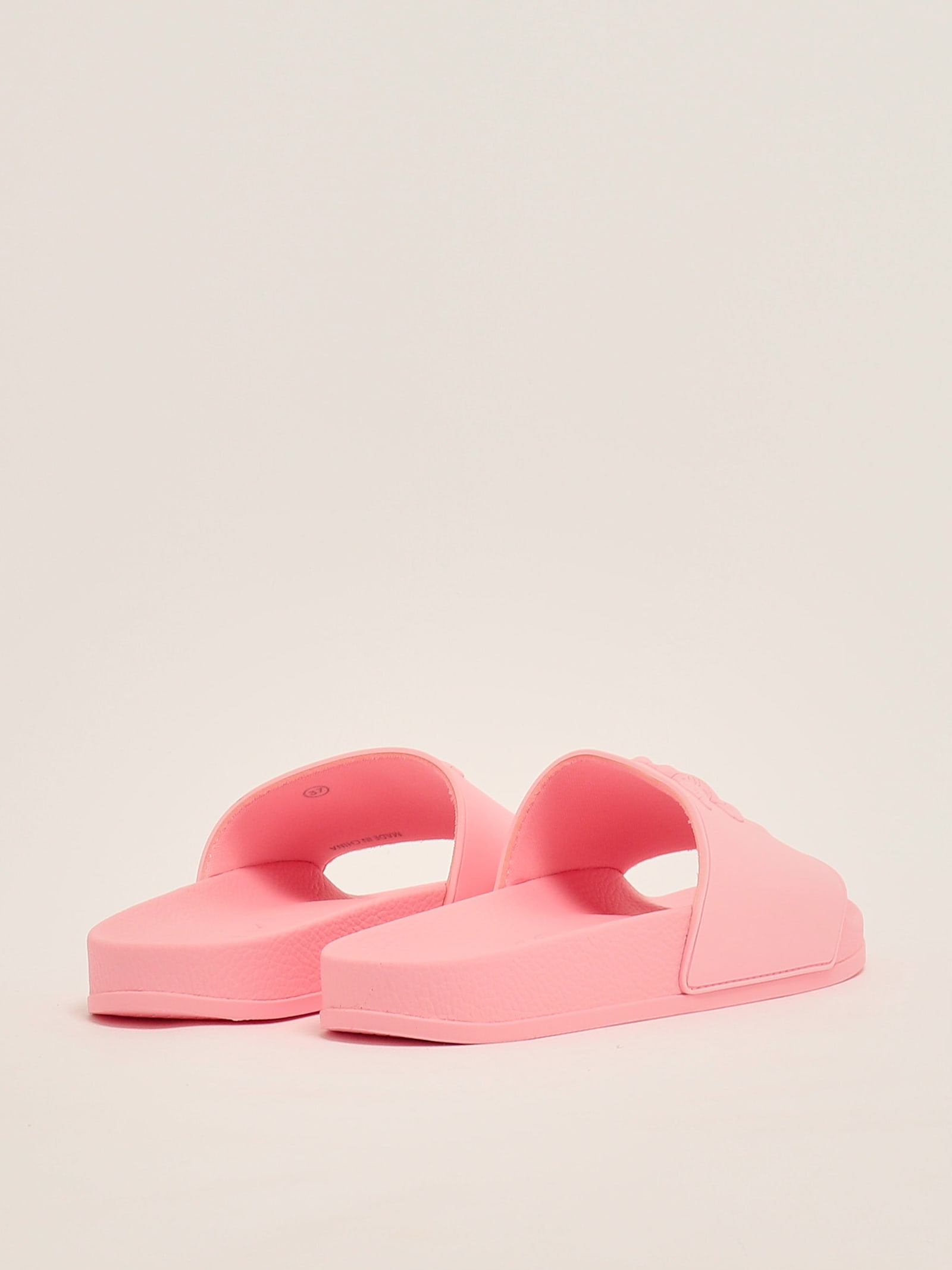 Pinko Rubberized Slippers With Love Birds Logo Band