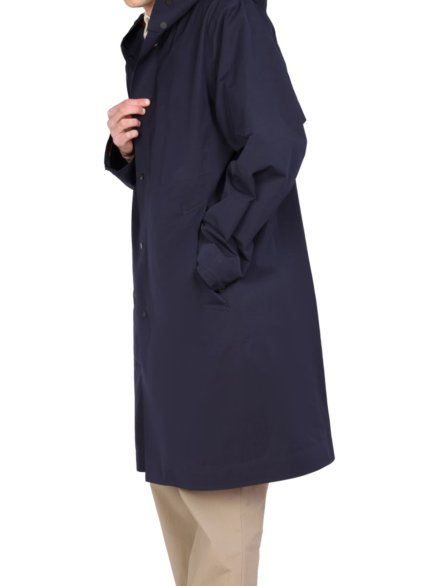 Shop Monobi Hooded Trench Coat In Blue