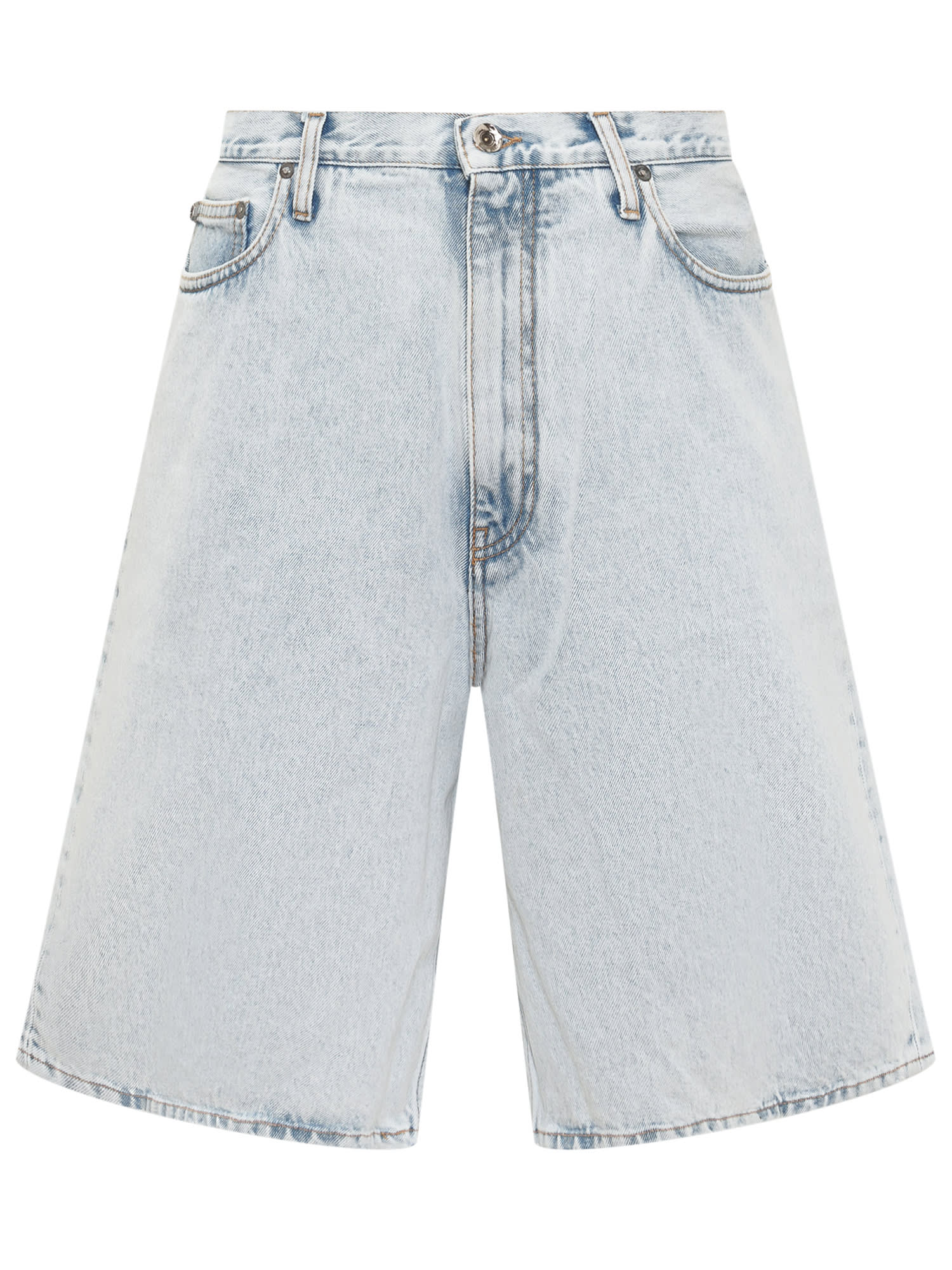 Shop Off-white Single Arrow Shorts Jeans In Azzurro