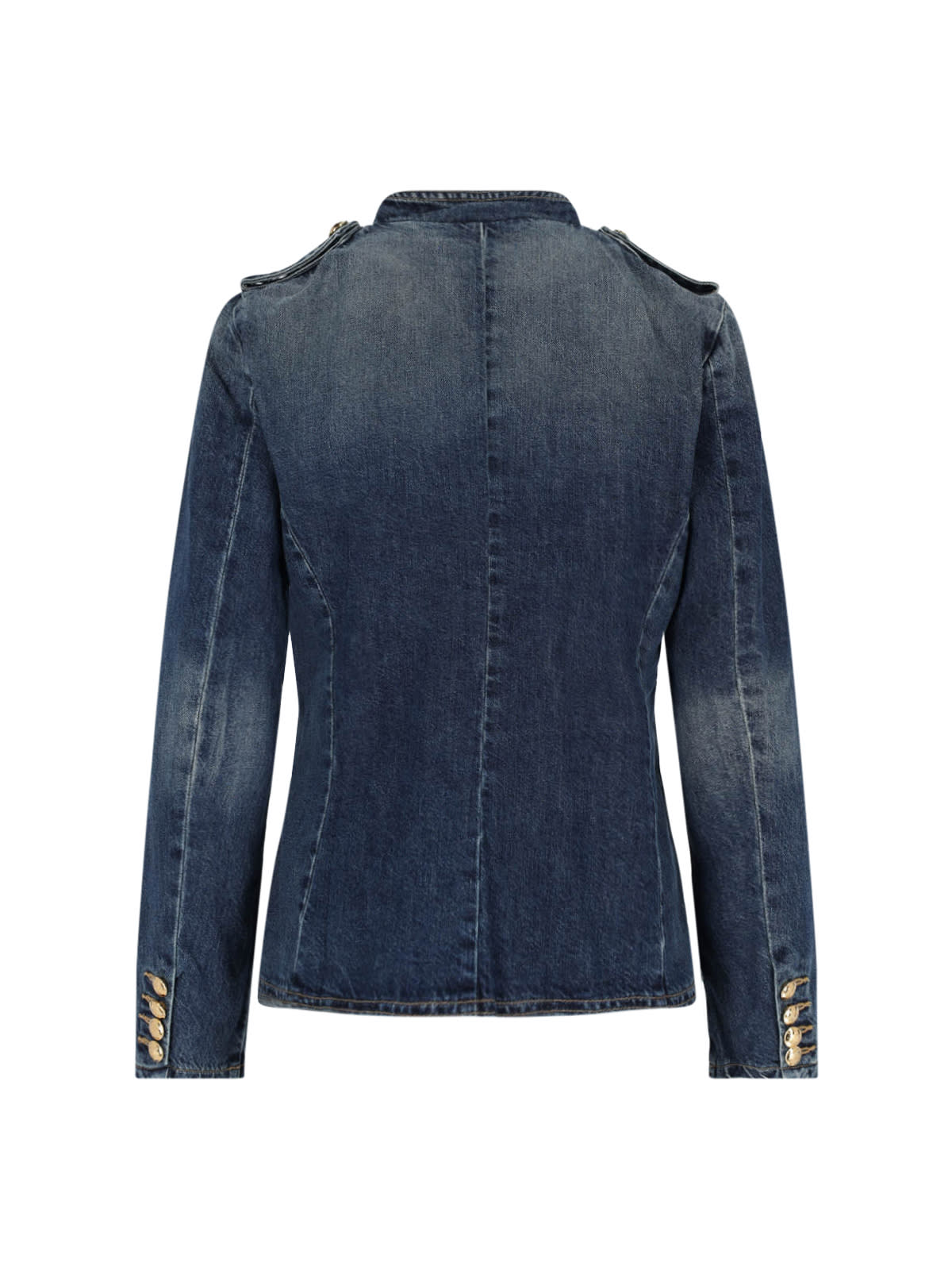 Nili Lotan Military Style Jacket Gold Buttons In Blue