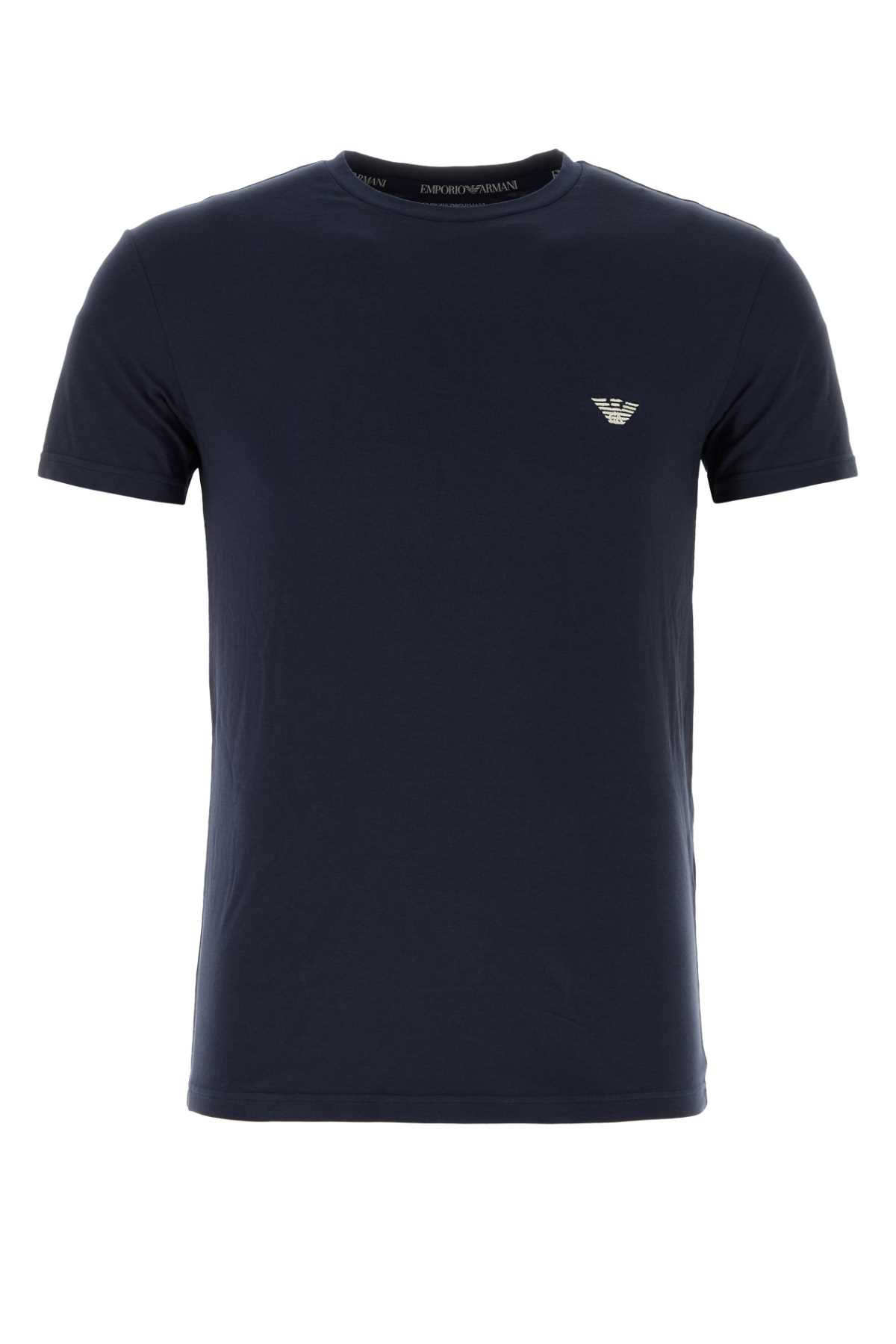 Shop Emporio Armani Blue Stretch Cotton T-shirt In 00135