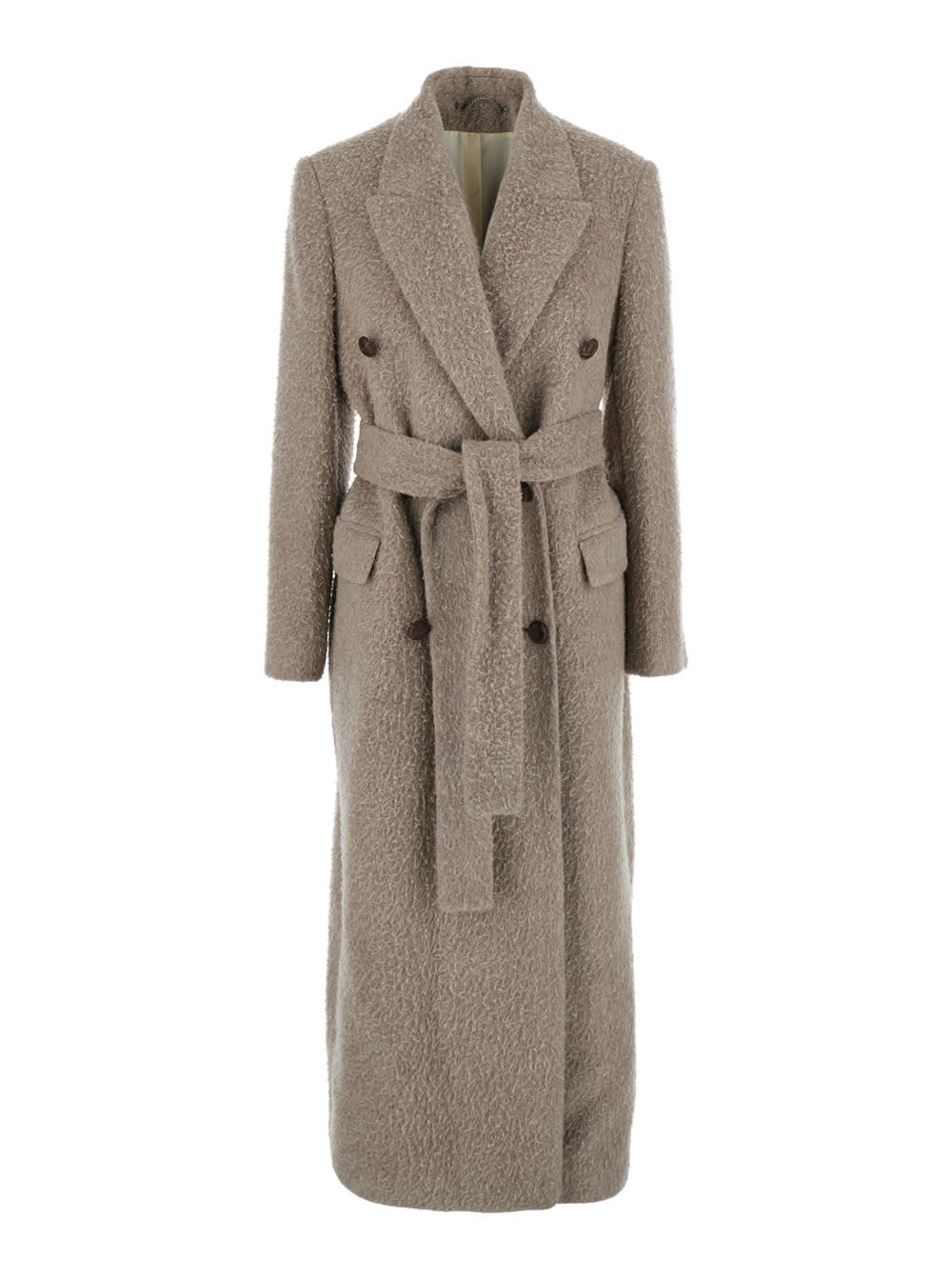 Golden Goose Journey Ws Double Breasted Coat With Detachable Belt Casentino Wool In Gold