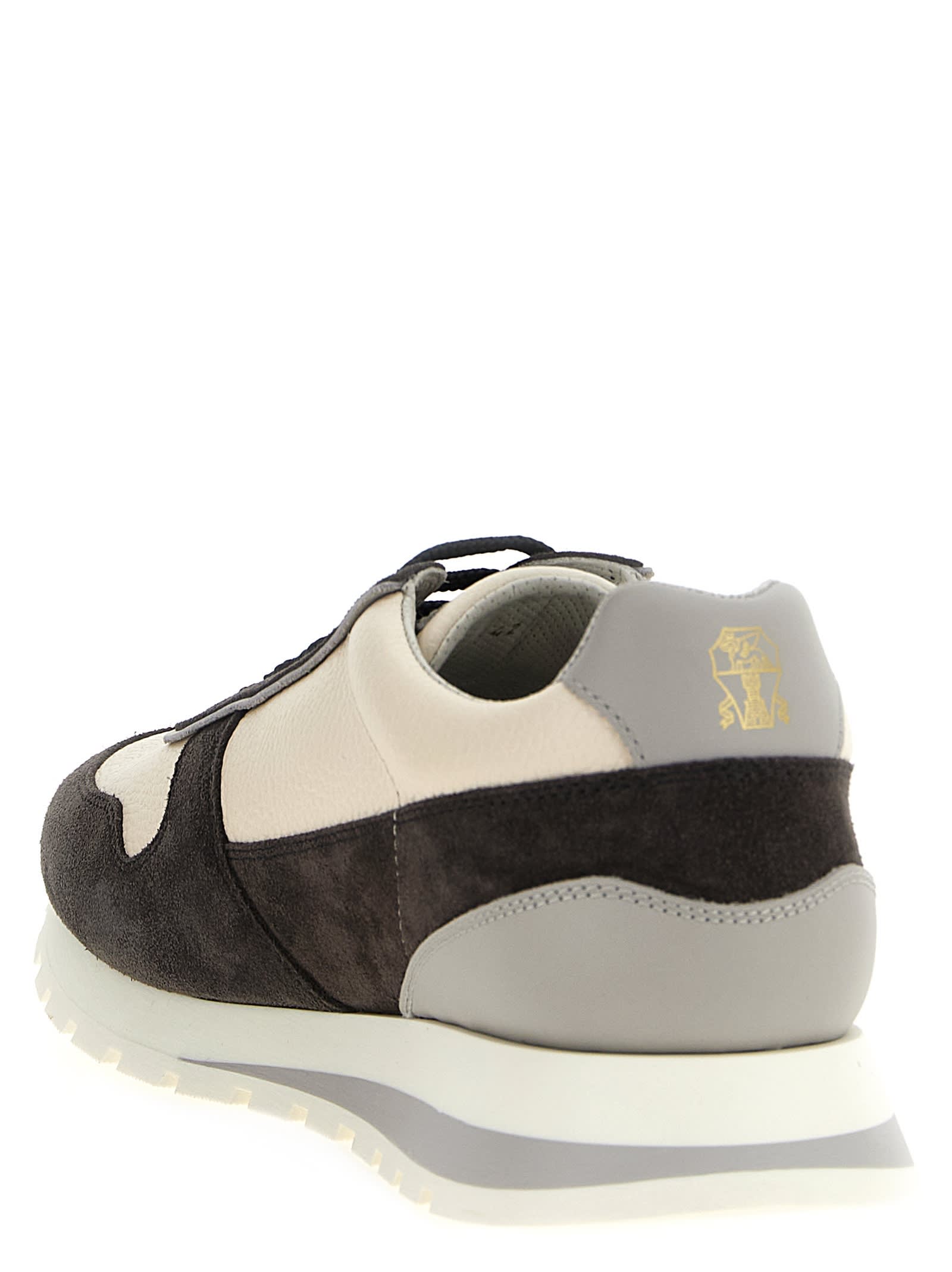 Brunello Cucinelli Men Leather Suede Sneakers In Multi