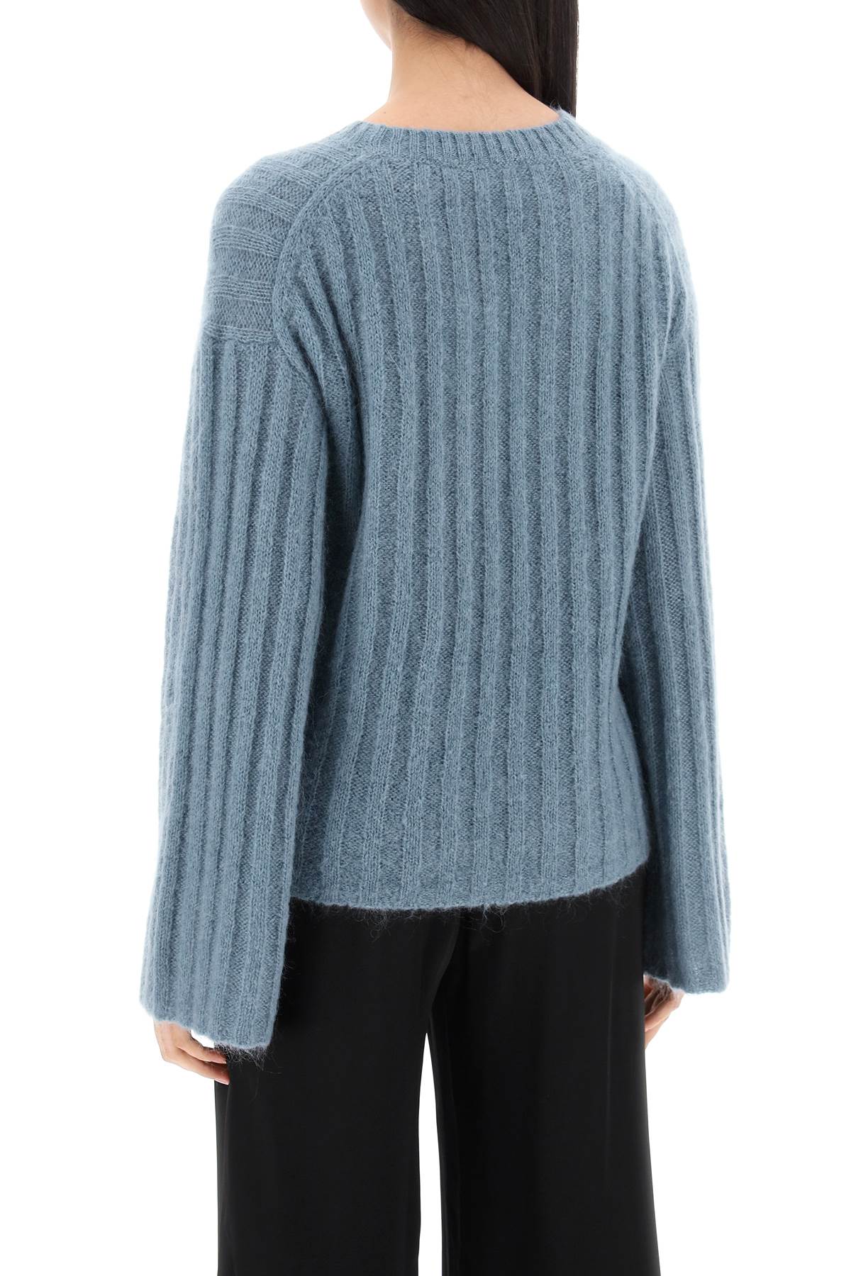 Shop By Malene Birger Ribbed Knit Pullover Sweater In Cool Water (light Blue)