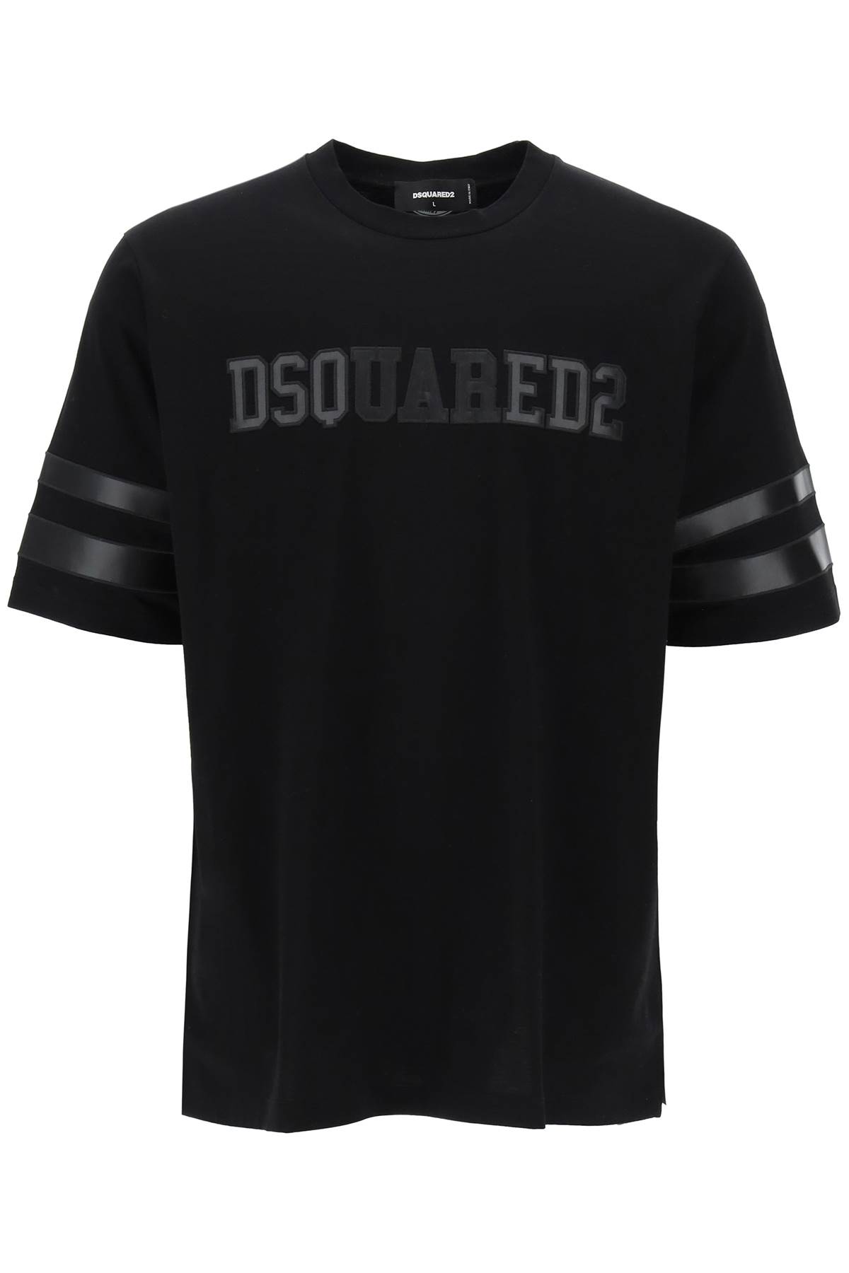 Shop Dsquared2 T-shirt With Faux Leather Inserts In Black (black)