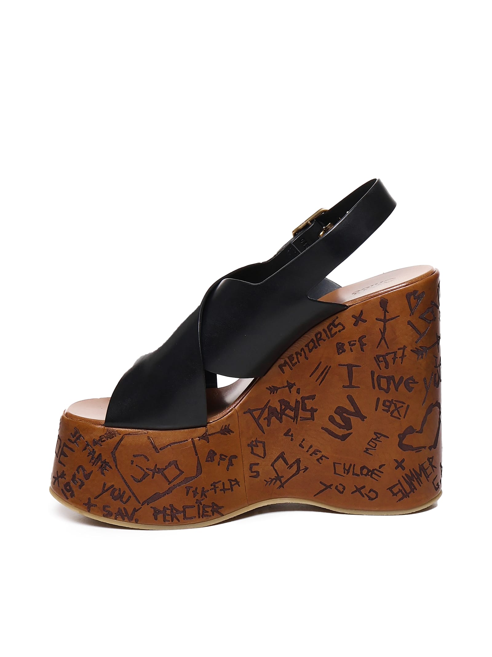 Shop Chloé Maxime Wedge Sandal In Black