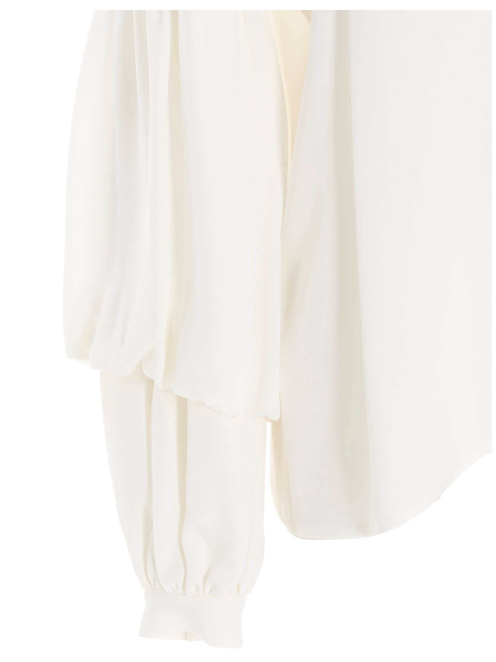 Di.la3 Pari' Puff-sleeve Silk Shirt In White