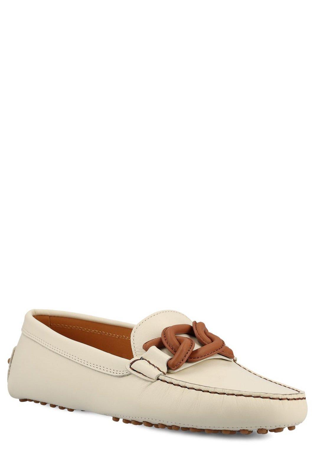 Shop Tod's Logo Detailed Slip-on Loafers In White