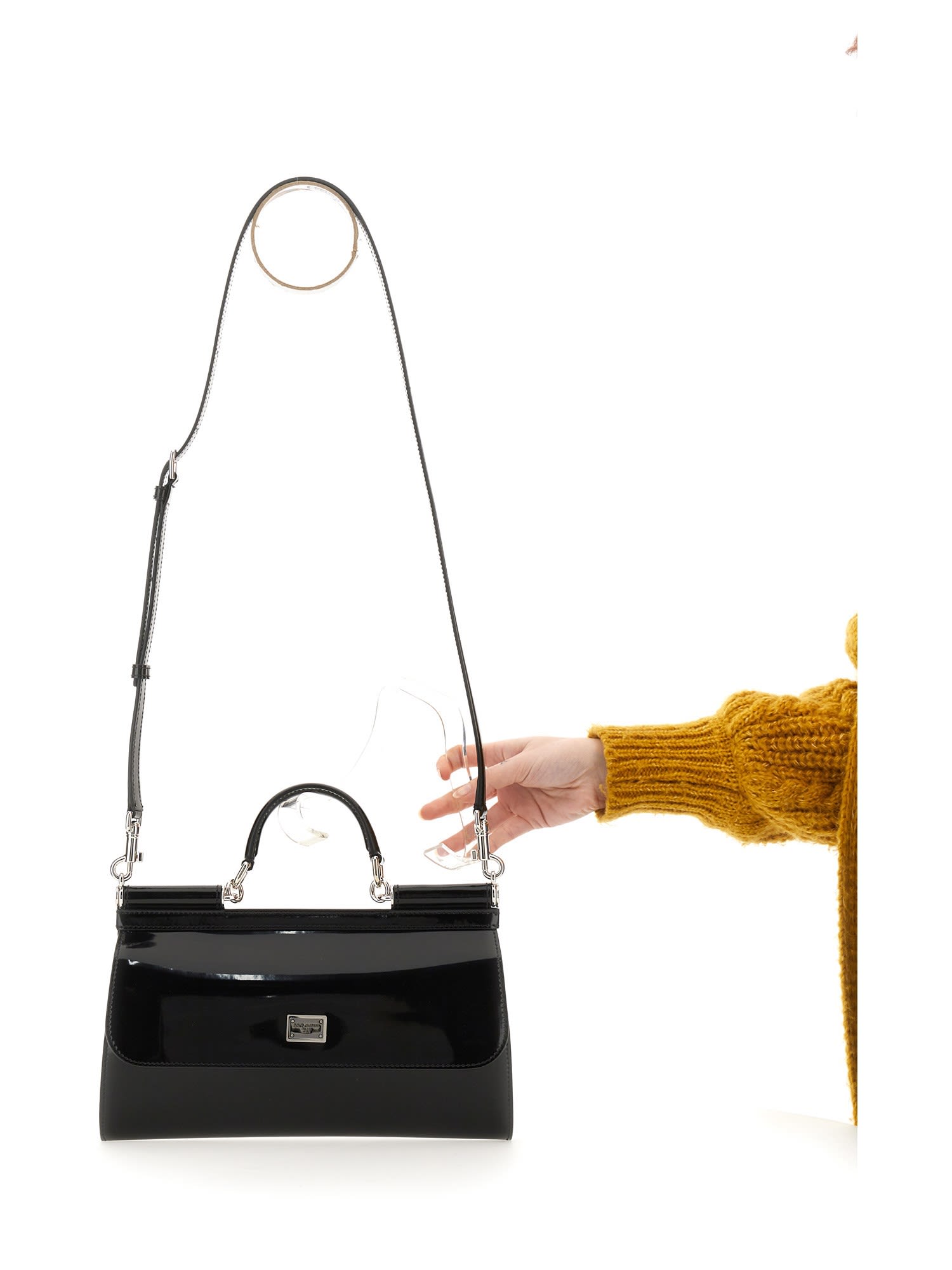 Dolce & Gabbana Kim Sicily Leather Bag In Black