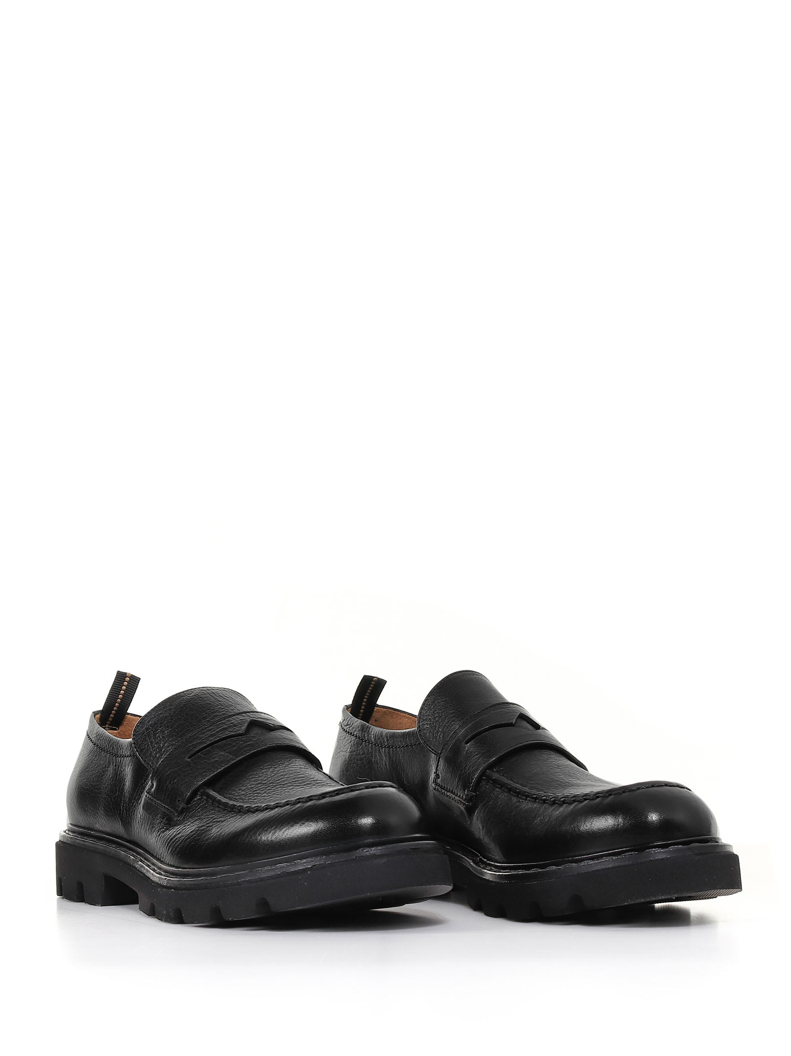 Shop Fabi Leather Loafers With Extralight Sole In Nero