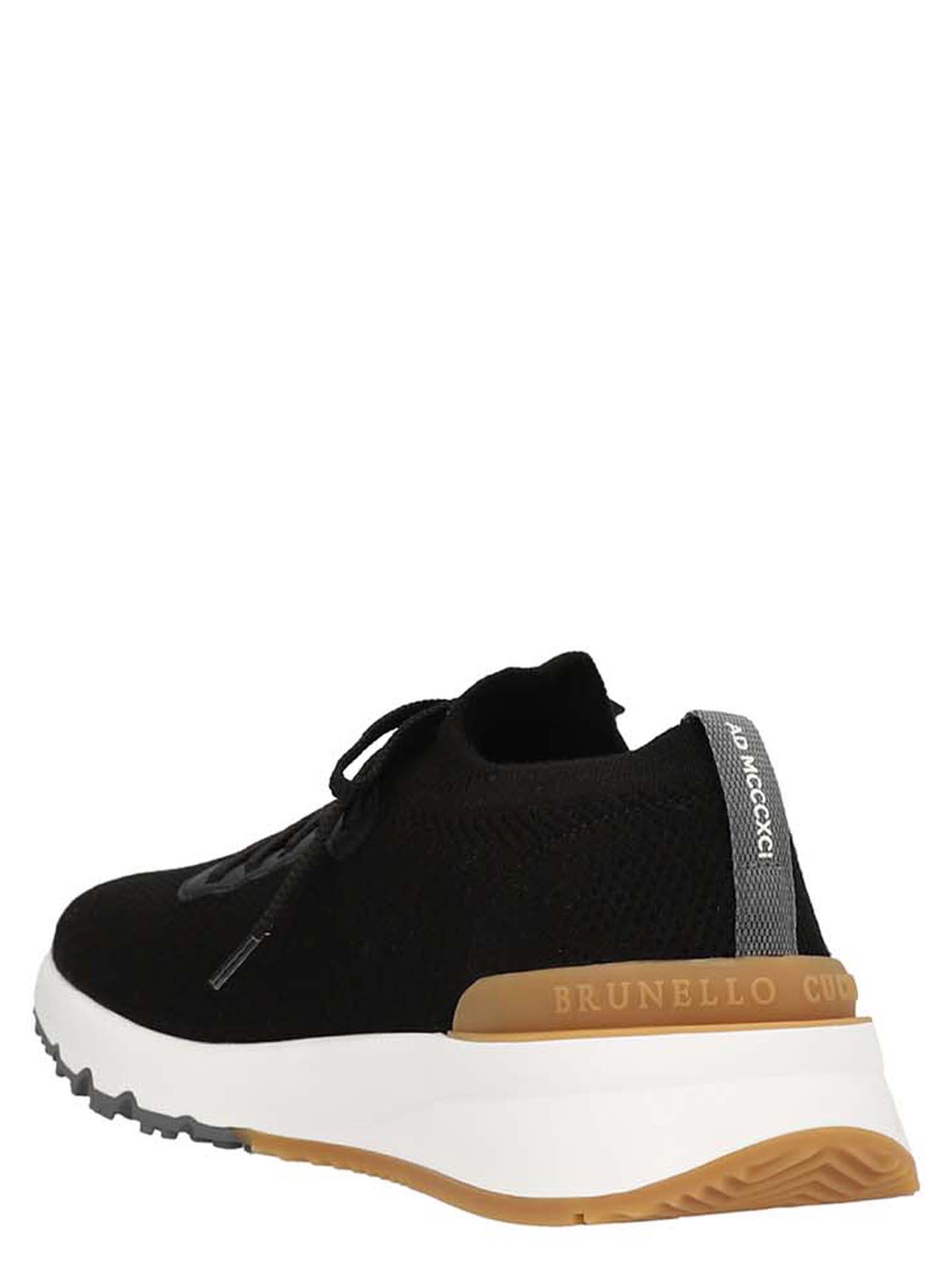 Shop Brunello Cucinelli Logo Knit Sneakers