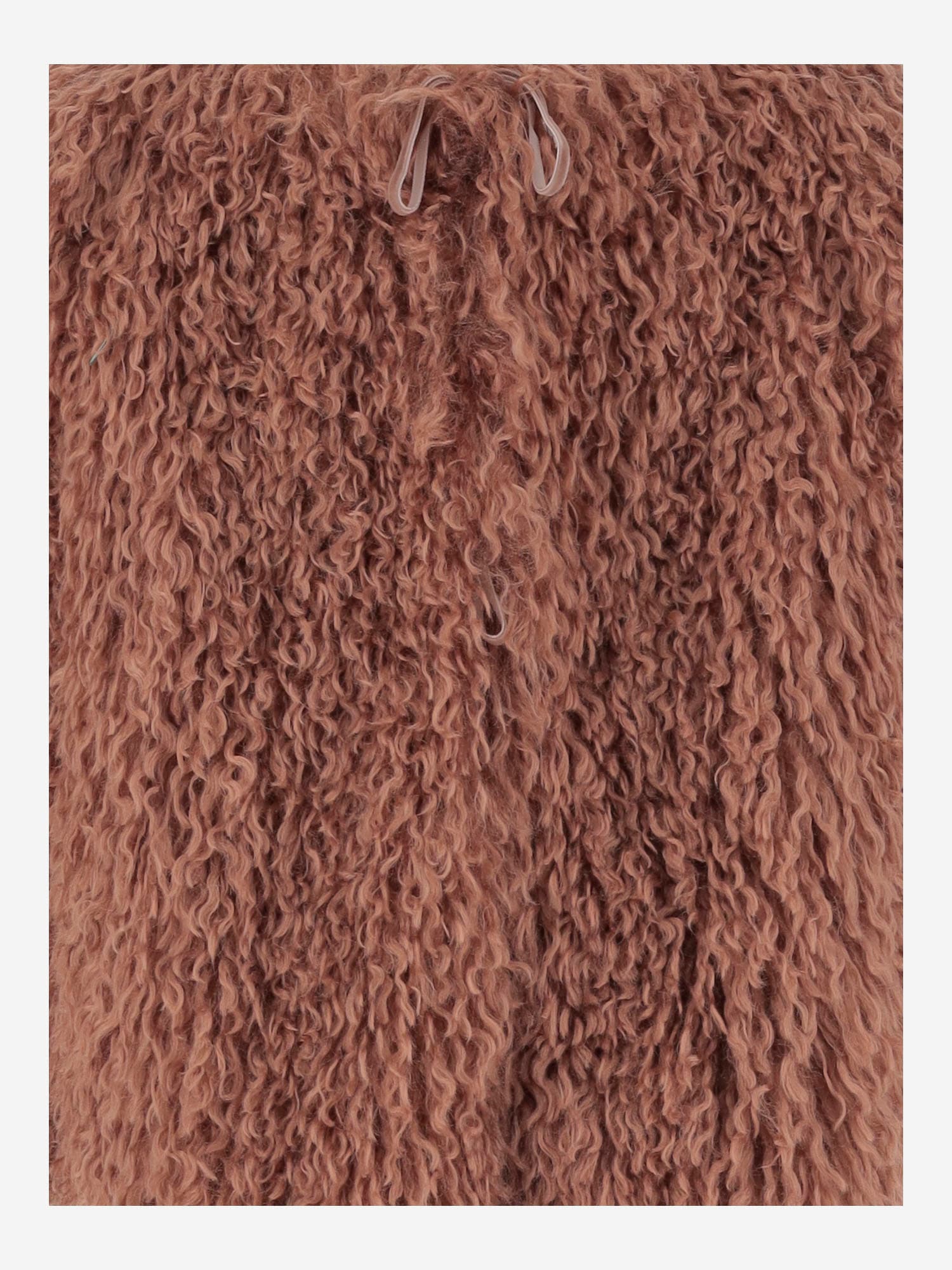 Babe & Tess Funky Nylon Coat With Fur Pattern In Pink