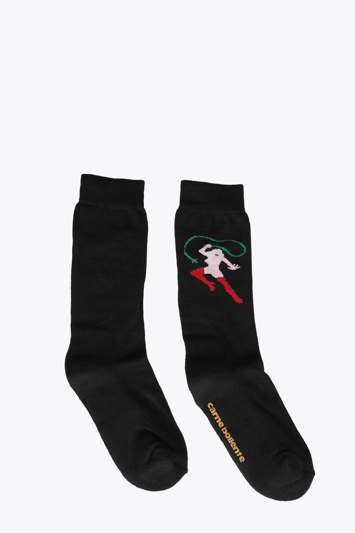 Carne Bollente Domination Fantaisies black ribbed cotton socks with embroidery - Domination fantasies