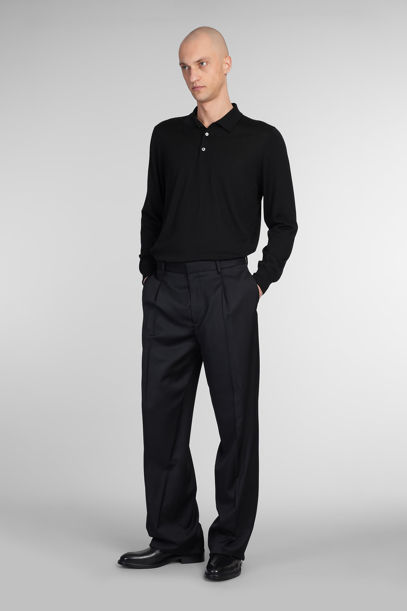 Lardini Pants In Black Wool In Black