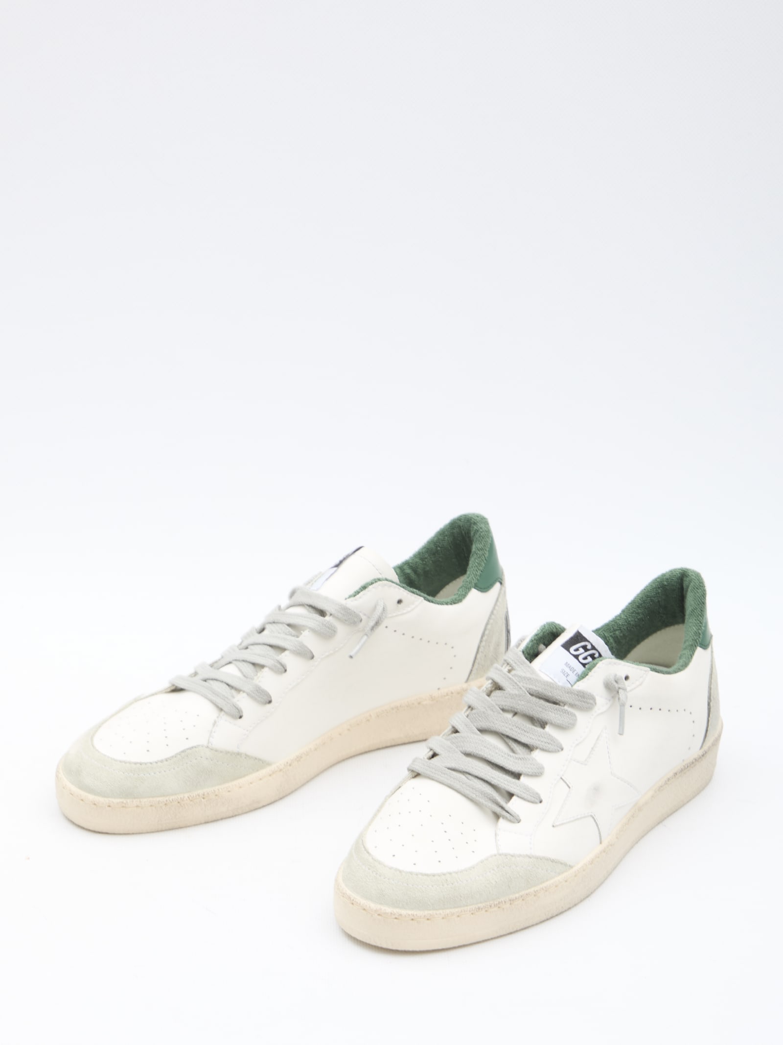 Shop Golden Goose Ball-star Sneakers In White/ice/green