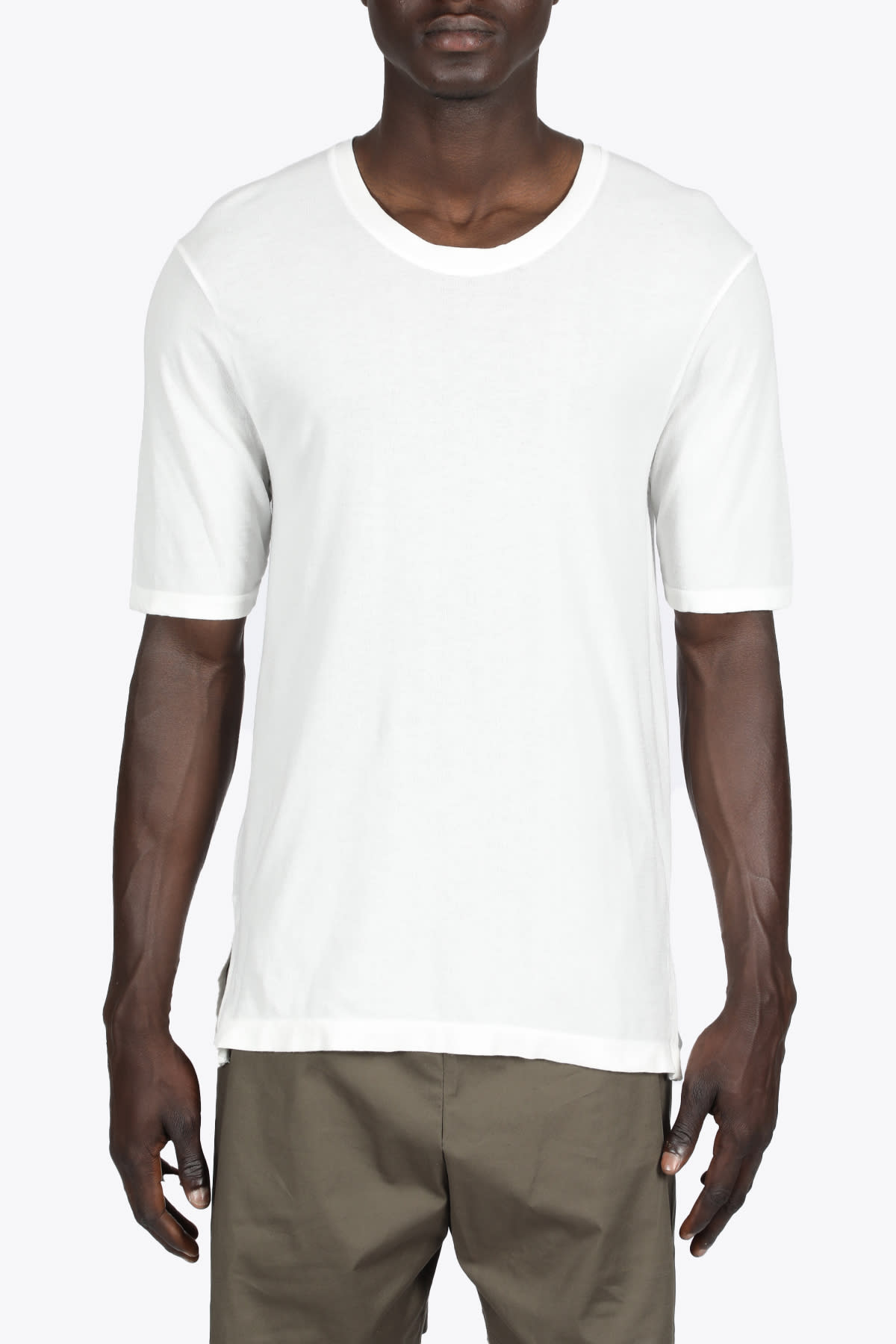 Laneus Off White Cotton Knitted T-shirt