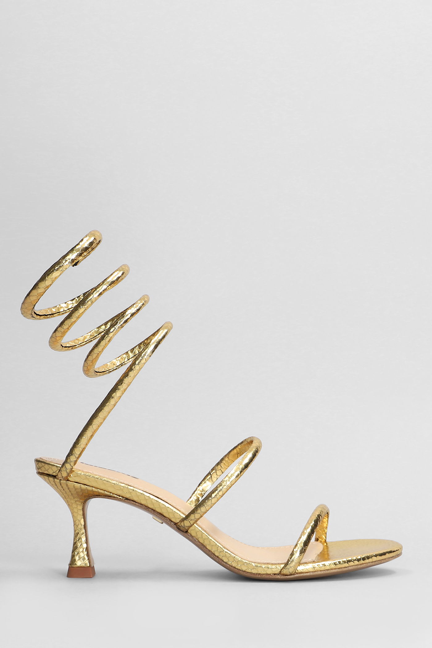 Greta 65 Sandals In Gold Leather
