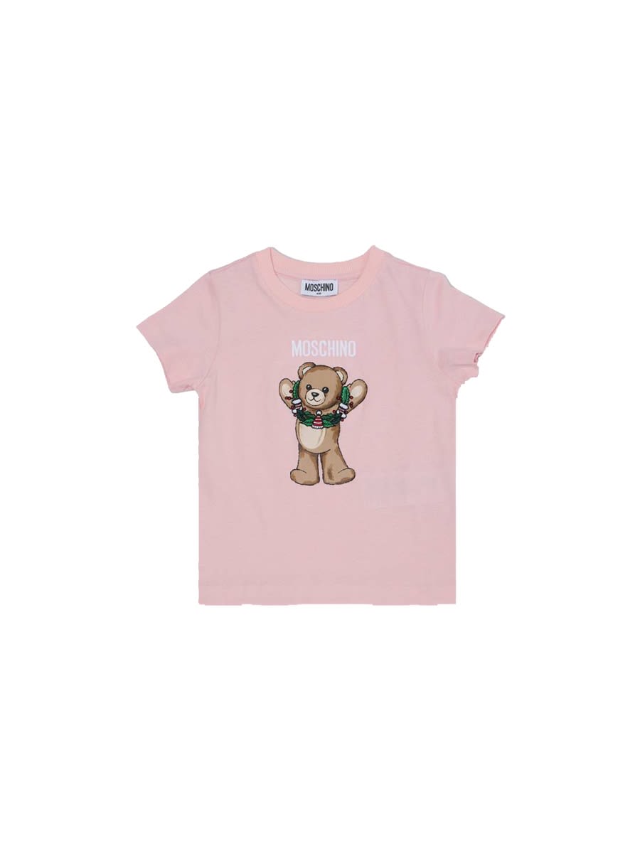 Moschino T-shirt With Logo In Pink