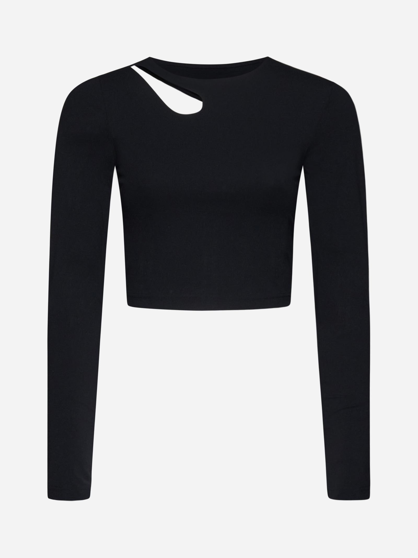 Shop Wolford Warm Up Cropped Top In Black