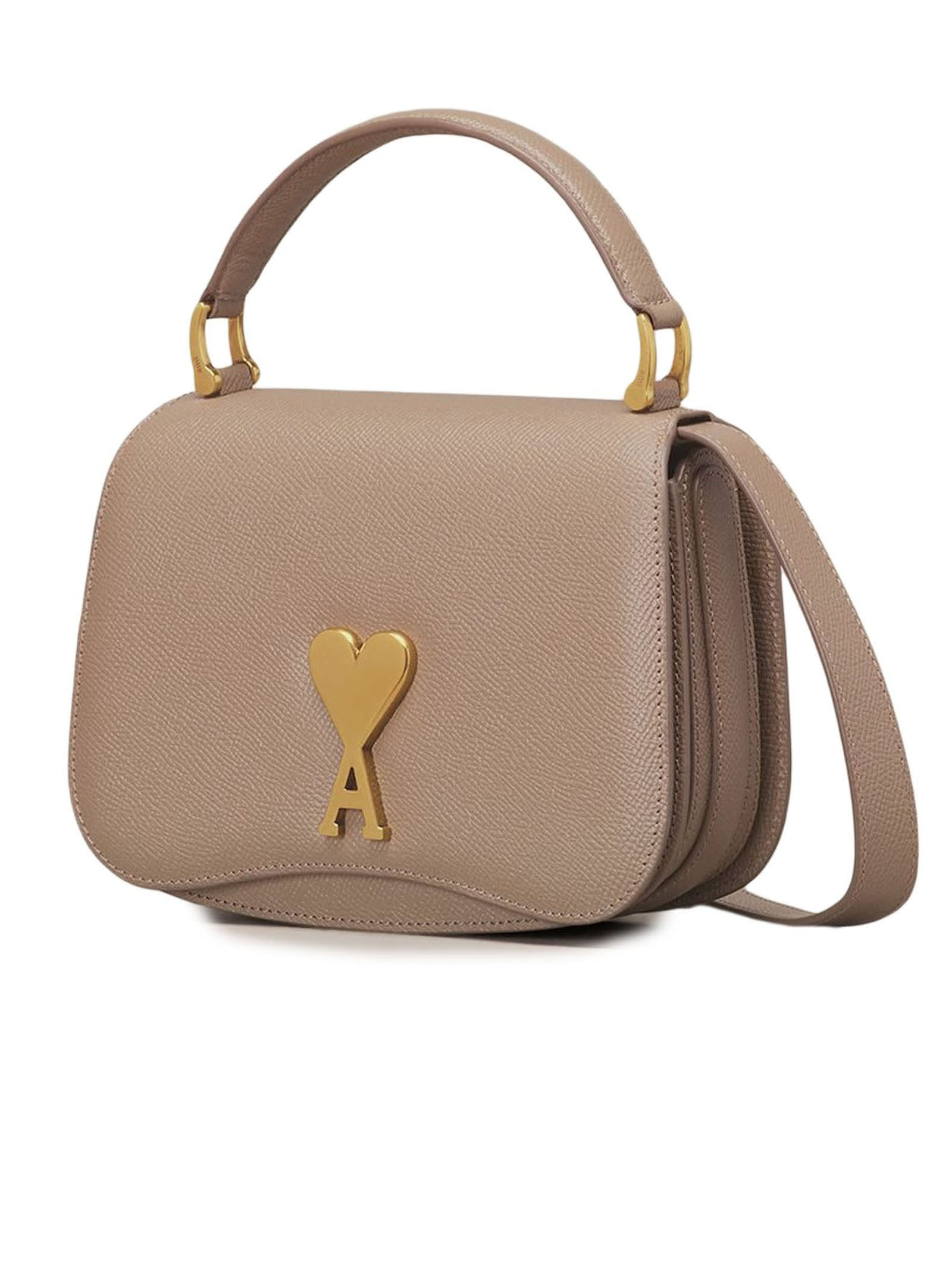 Shop Ami Alexandre Mattiussi Mini Paris Paris Bag In Grained Leather In Brown