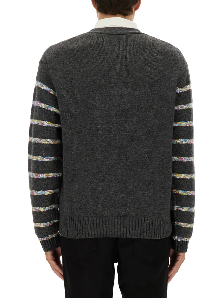 Ps By Paul Smith Button Thru Ps Happy Cardigan In Gray
