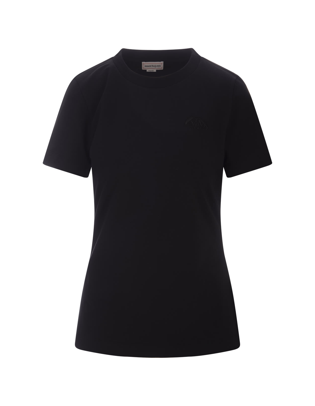 Alexander McQueen Black Slim Fit T-shirt With Seal Logo Tonal