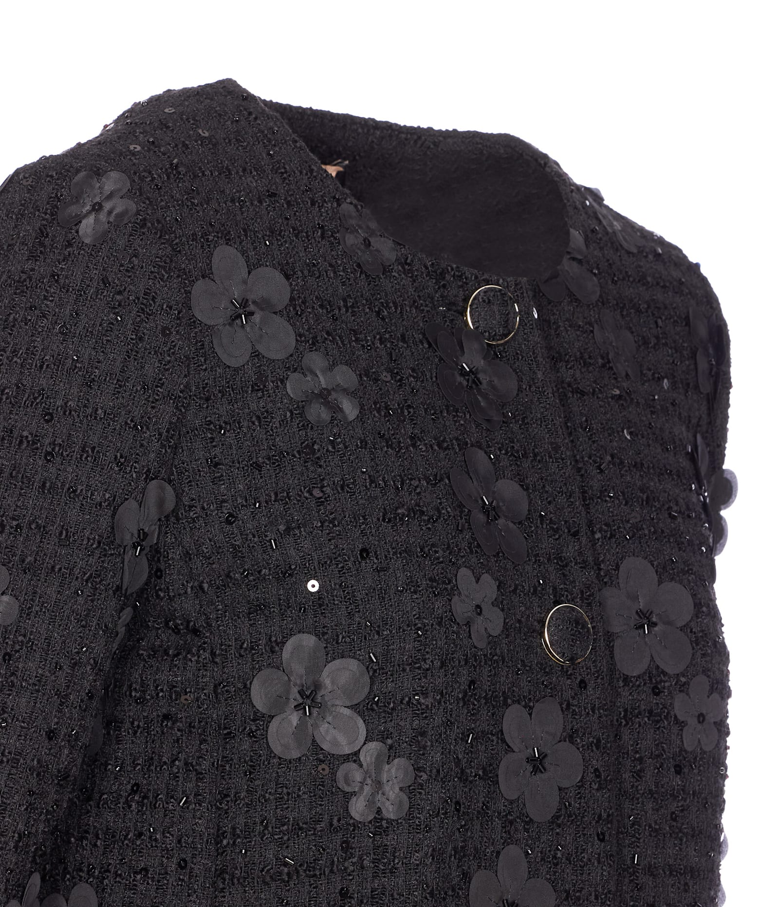 Twinset Black Jacket Frontal Buttons Closure In Black