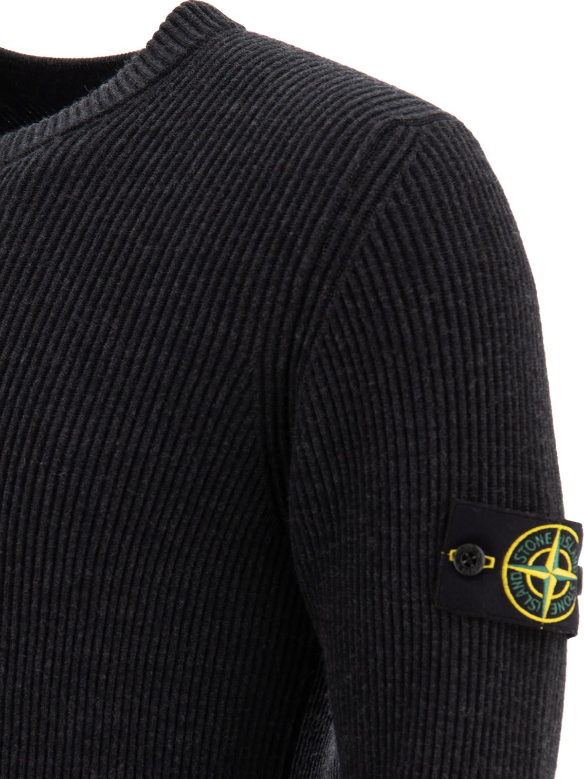 Shop Stone Island Logo Patch Crewneck Jumper In Grey