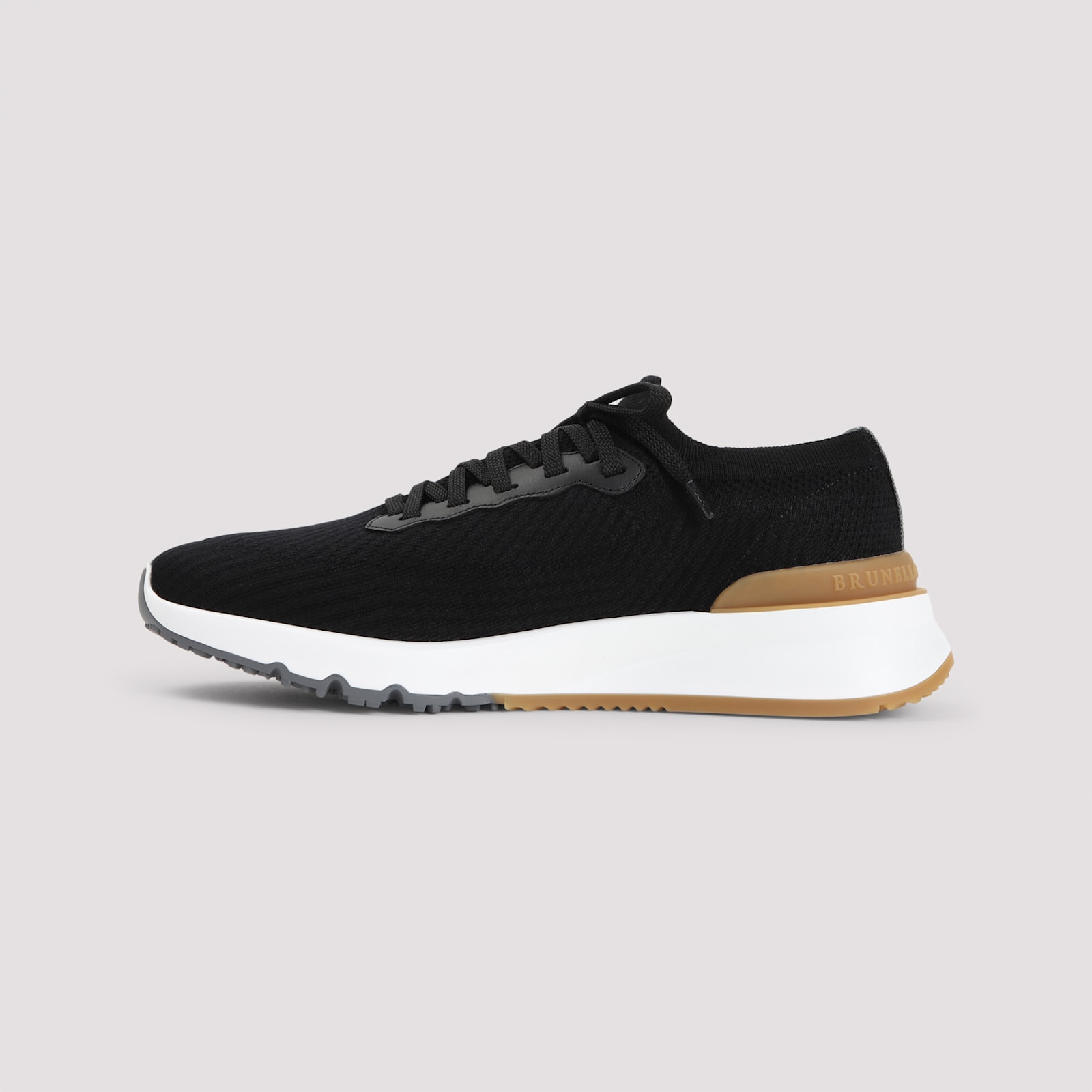 Brunello Cucinelli Gros Grain Logo Blue Sneakers In Black