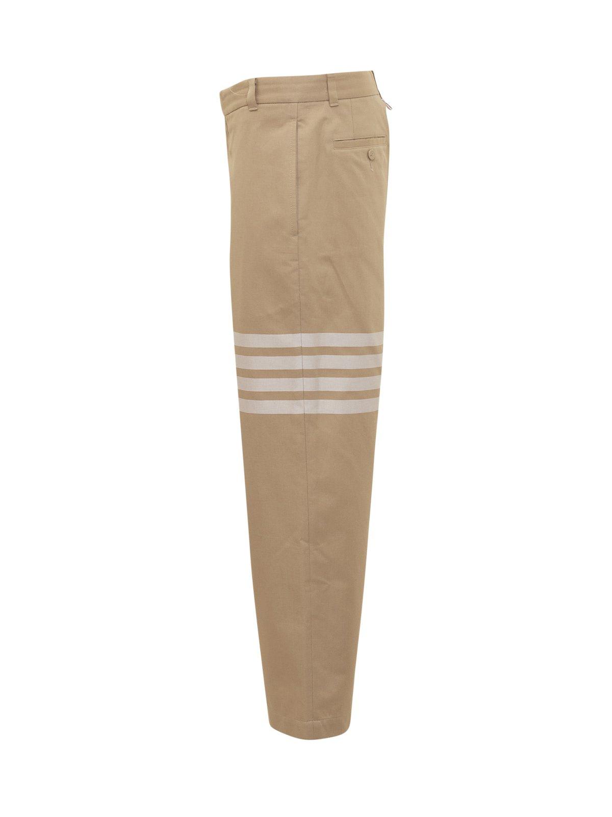 Shop Thom Browne 4-bar Striped Straight-leg Trousers In Brown