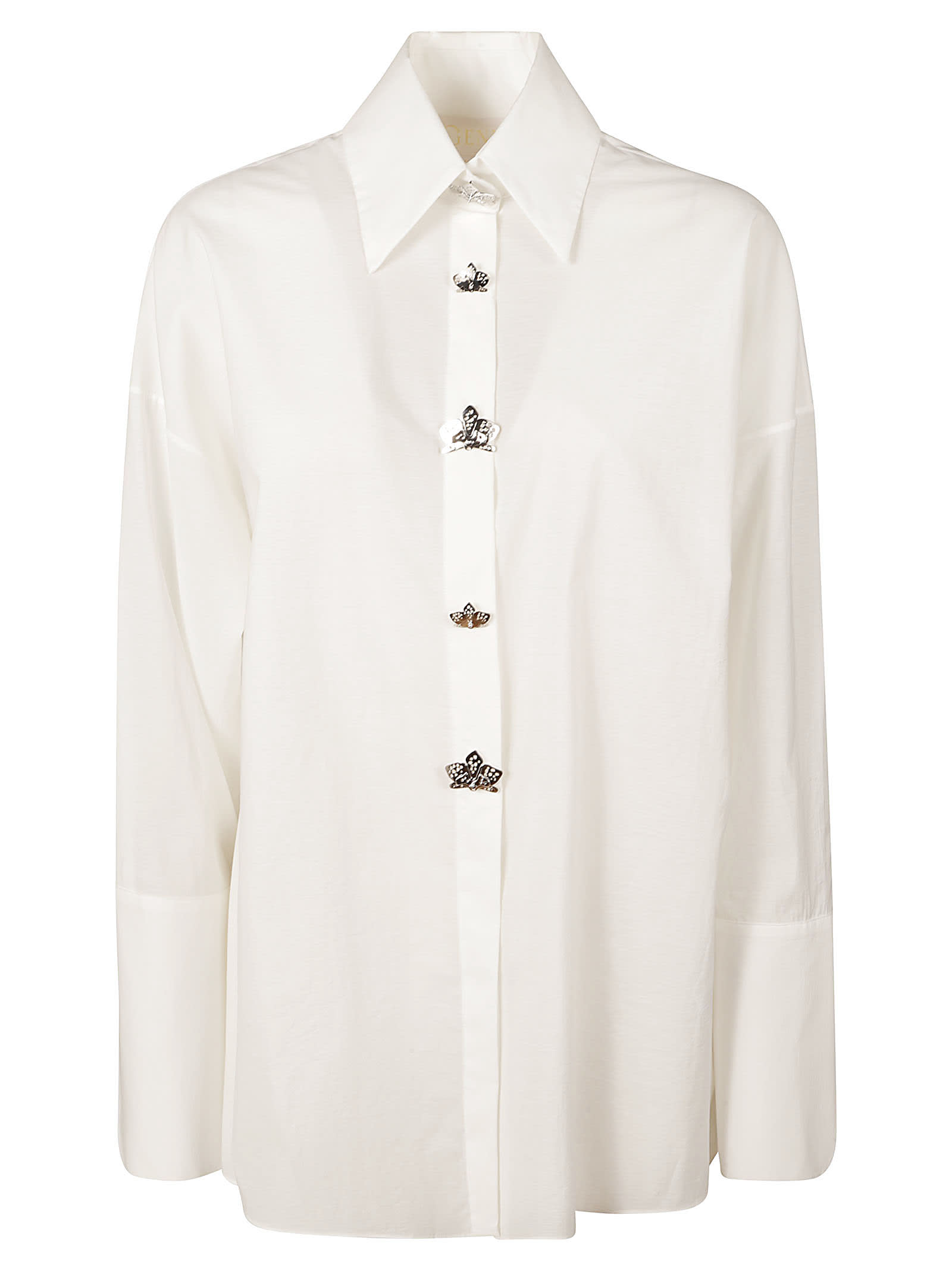 Shop Genny Crown Buttons Plain Formal Shirt In White