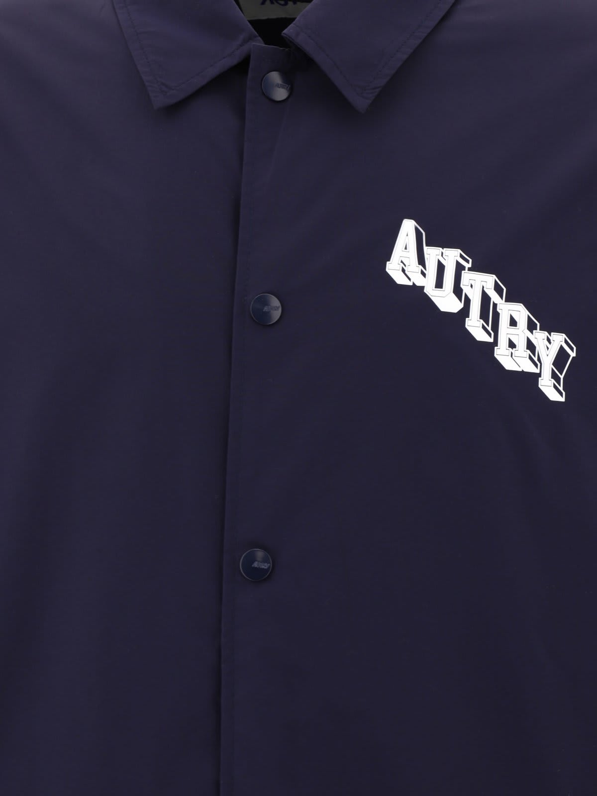 Shop Autry Logo-printed Textured Coach Jacket In Blu