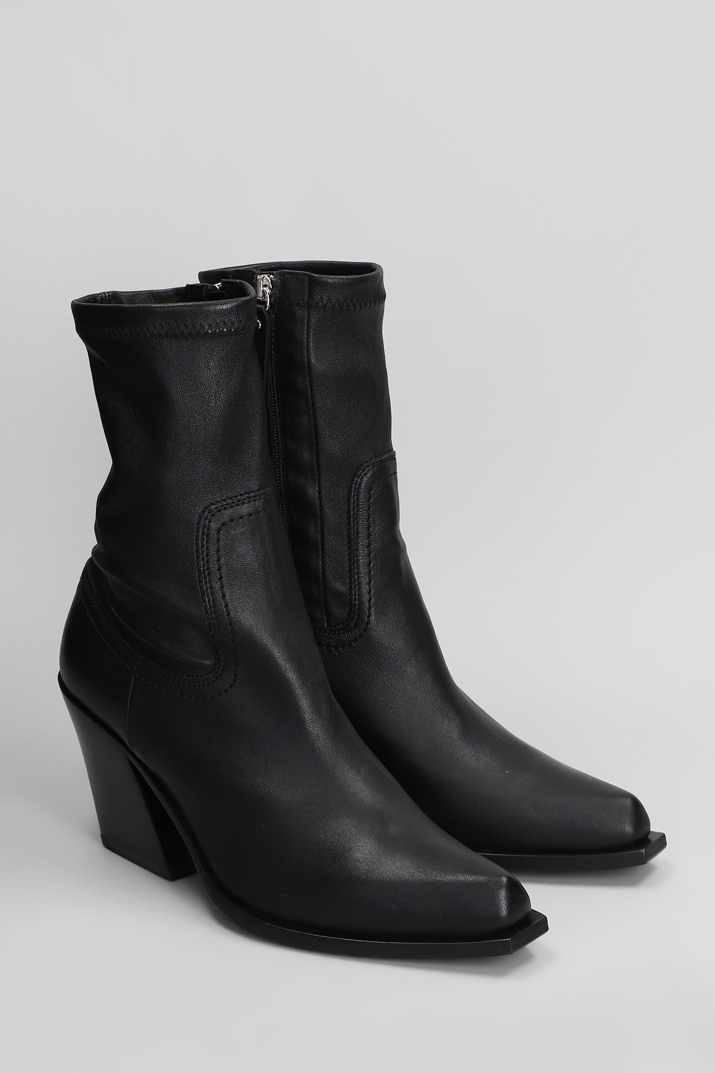 Vic Matie Fiction 101 Texan Ankle Boots In Black Leather In Black