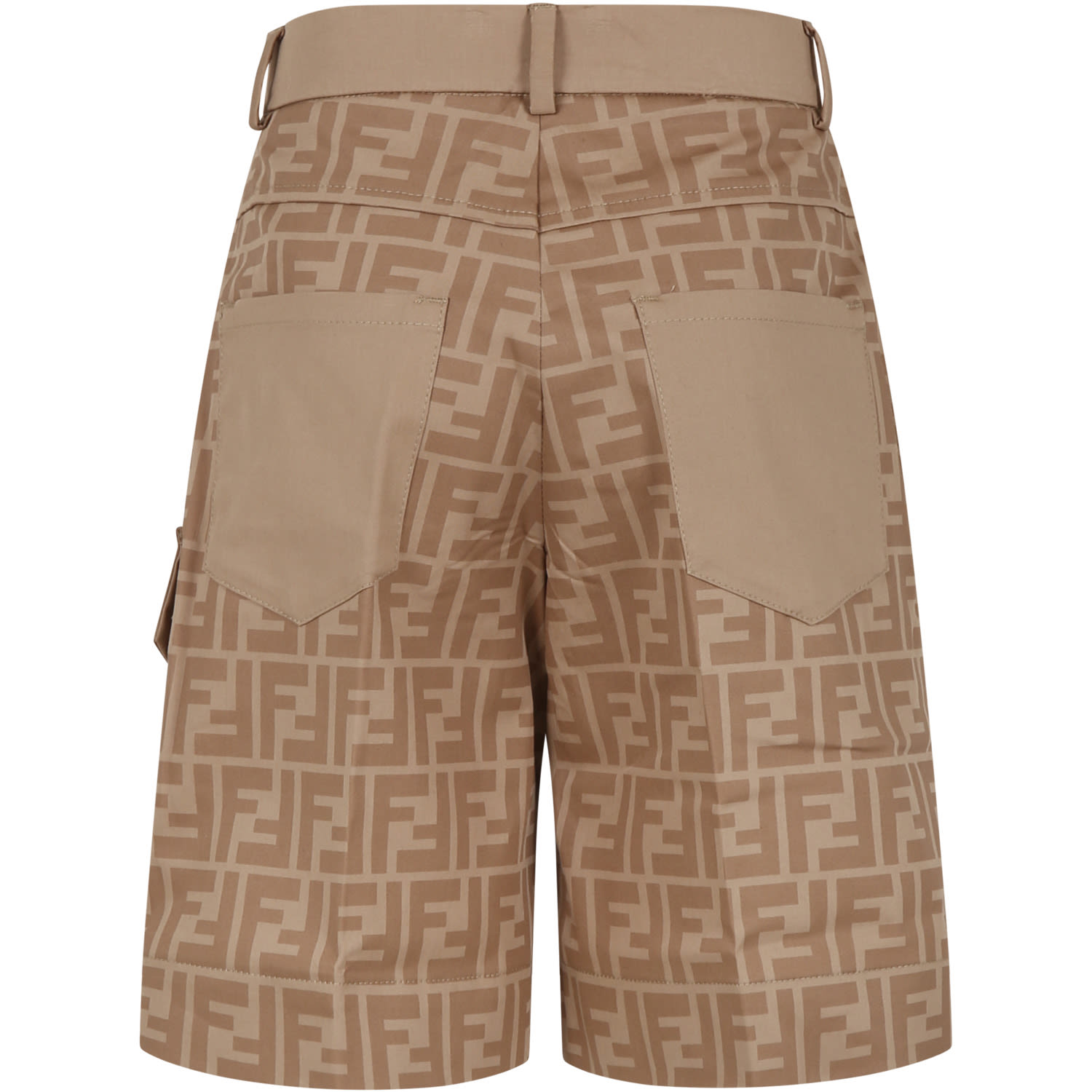 Shop Fendi Beige Shorts For Boy With Ff