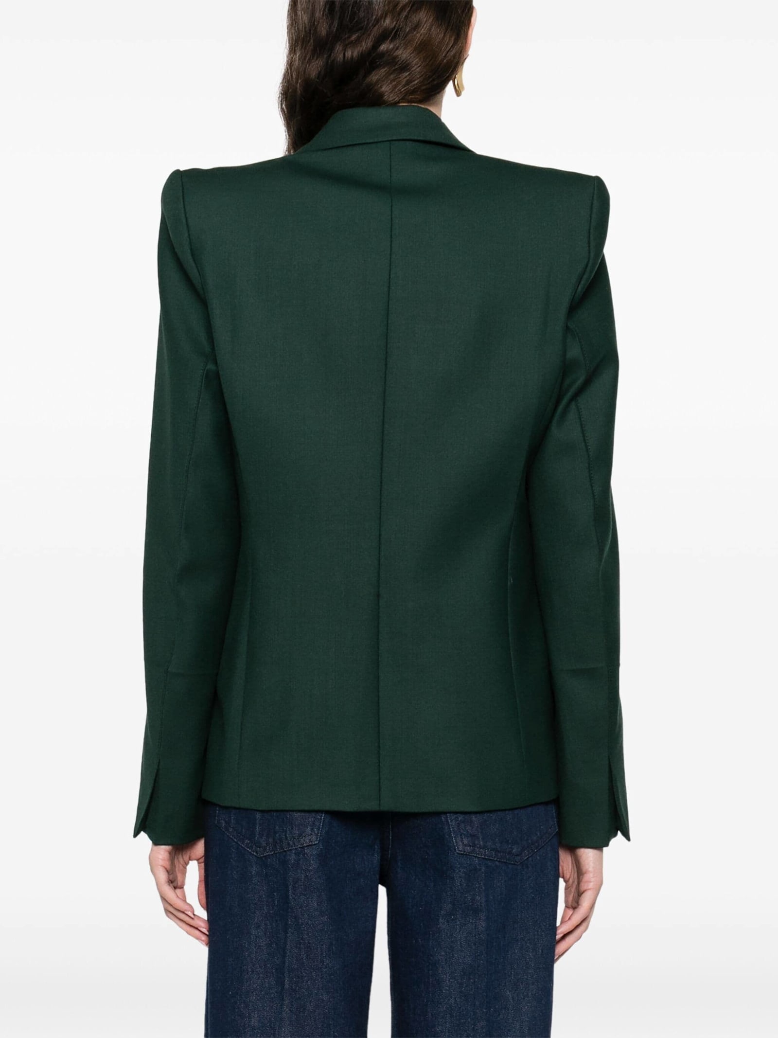 Shop Victoria Beckham Pointed Should Jacket In Seaweed