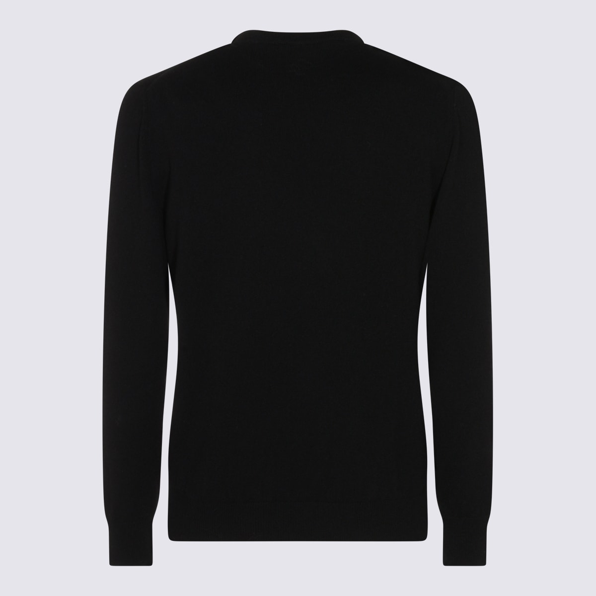Lardini Crew Neck Long Sleeve Sweater With Ribbed Cuffs In Black