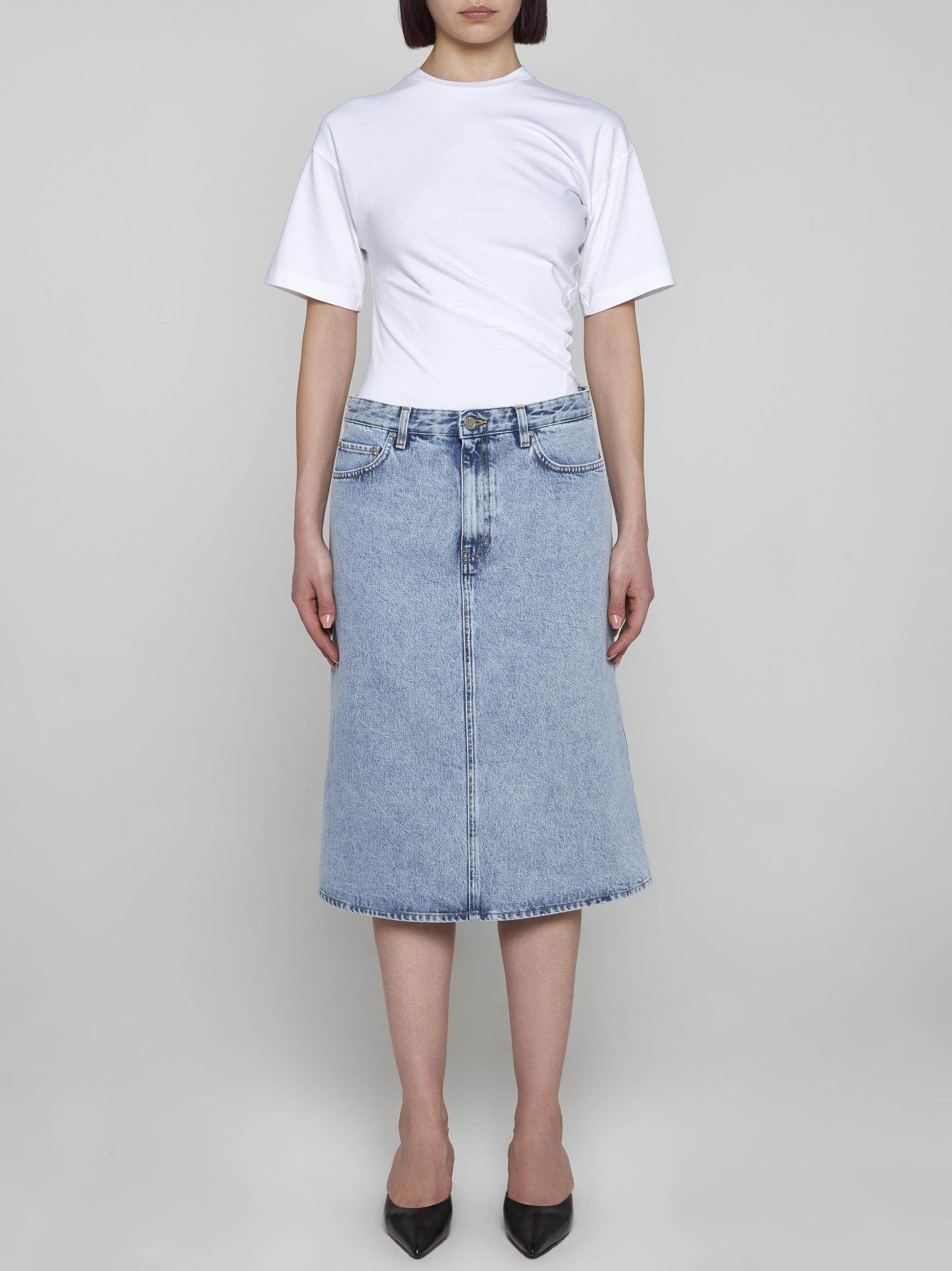 Shop Totême Denim Midi Skirt In Clear Blue