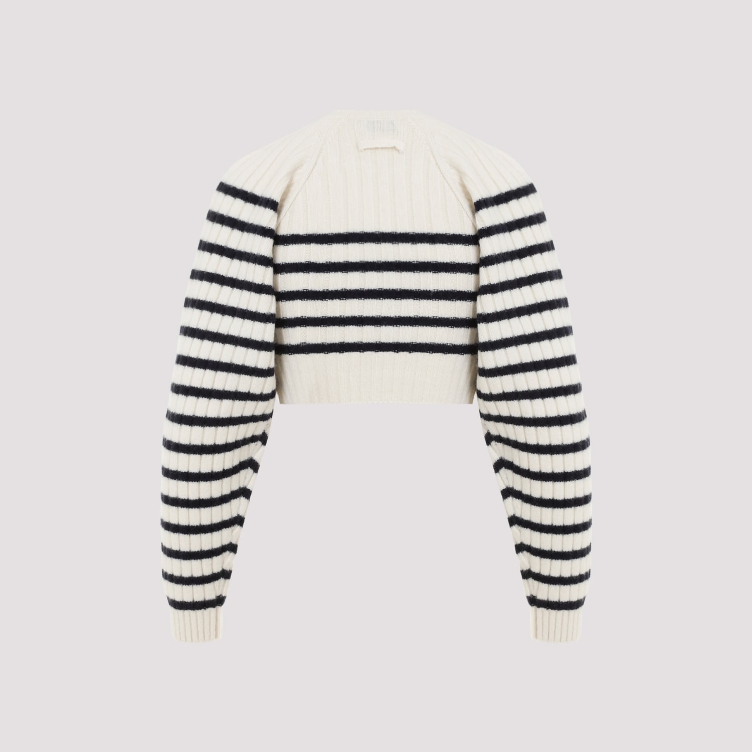 Shop Jean Paul Gaultier Ribbed Mariniere Crop Pullover In White Navy