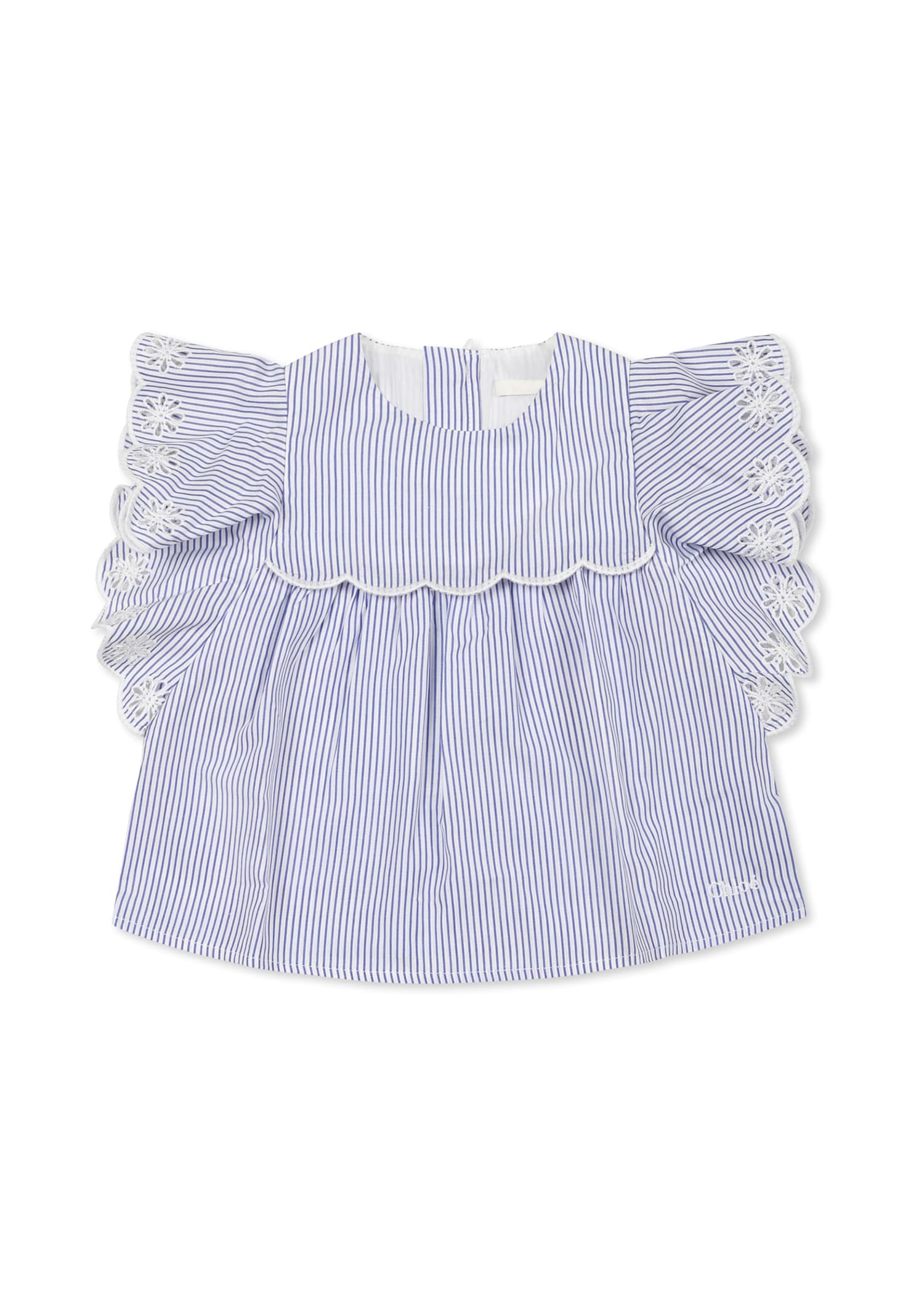 Shop Chloé Light Blue Top For Baby Girl With Flowers
