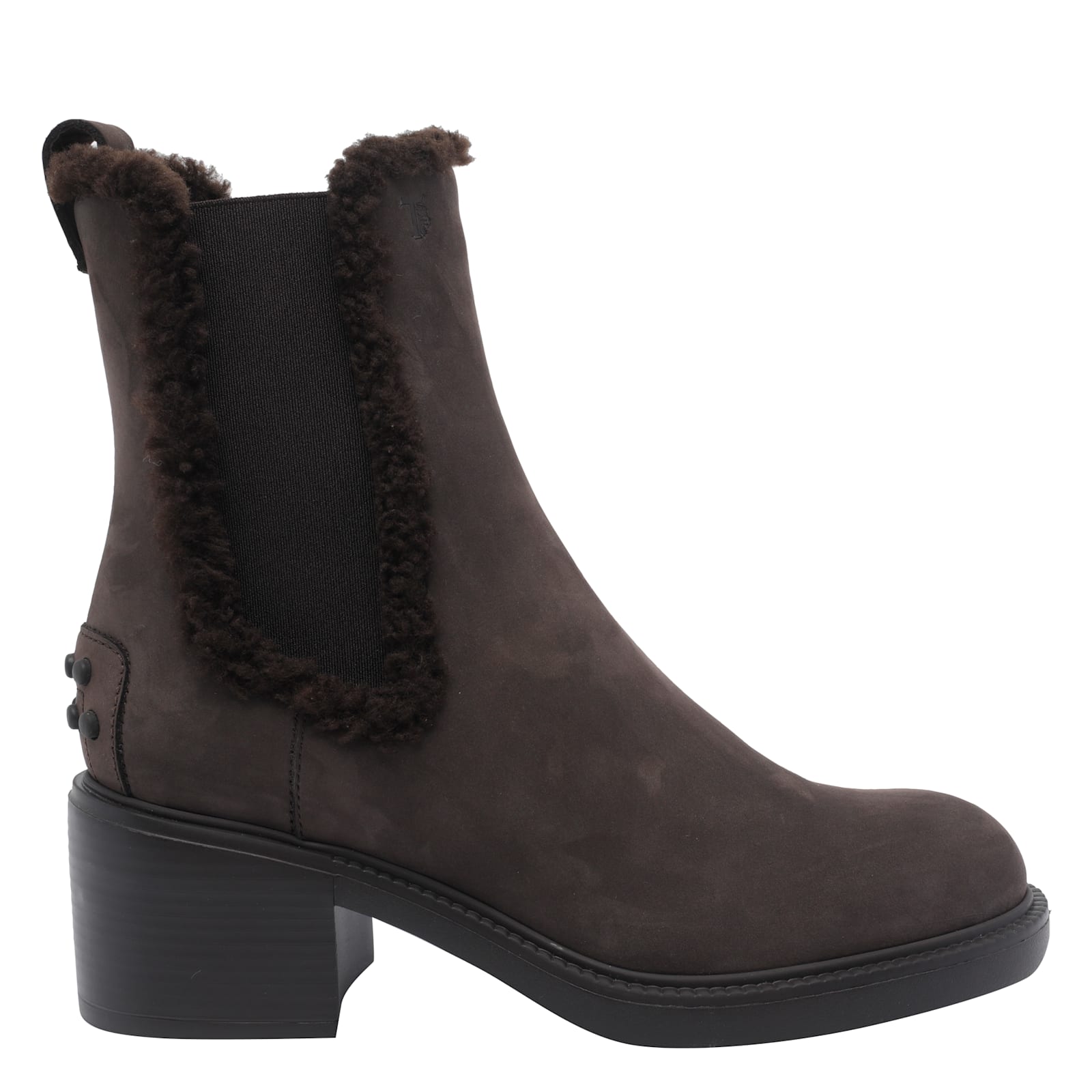 Tod's Suede Block Heel Ankle Booties In Brown