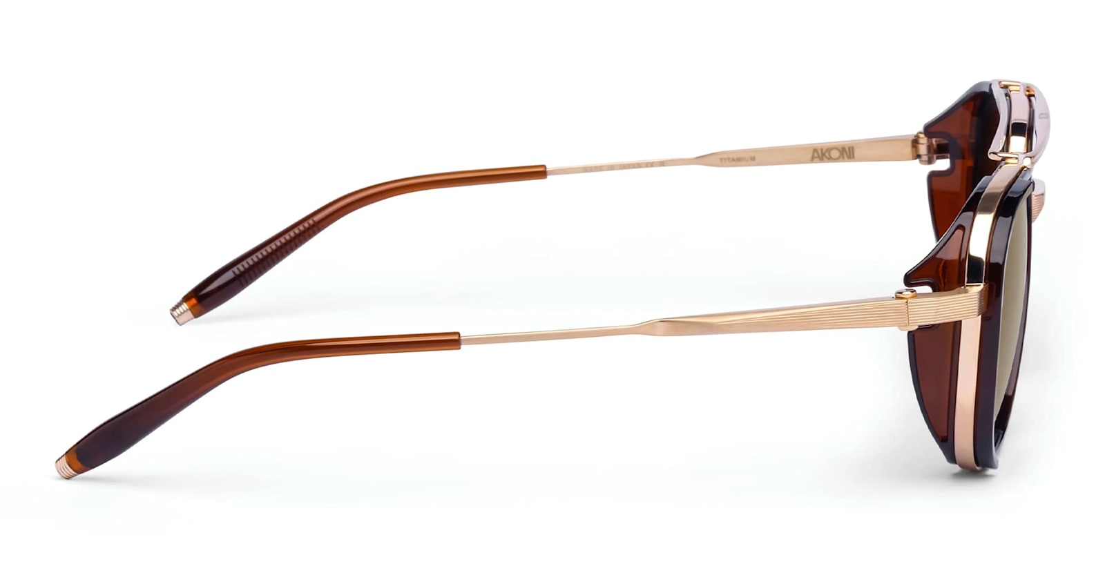 Akoni Spitzer - Brushed 12k Gold/ Brown Sunglasses In Brown