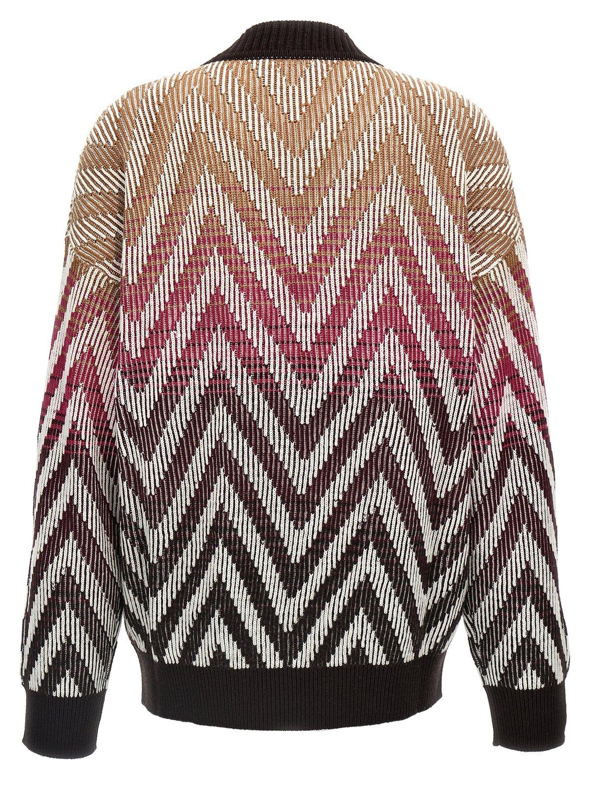 Shop Missoni Zig-zag Knit Cardigan  In Multicolor