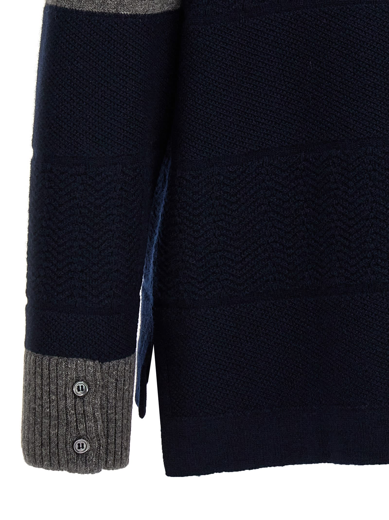 Shop Thom Browne Textured Rugby Stripe Sweater In Blue